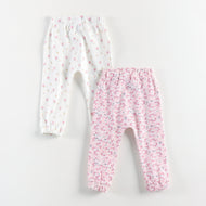 "Baby Girls Soft Cotton Track Pants – 2-Pack | All-Over Floral Prints"