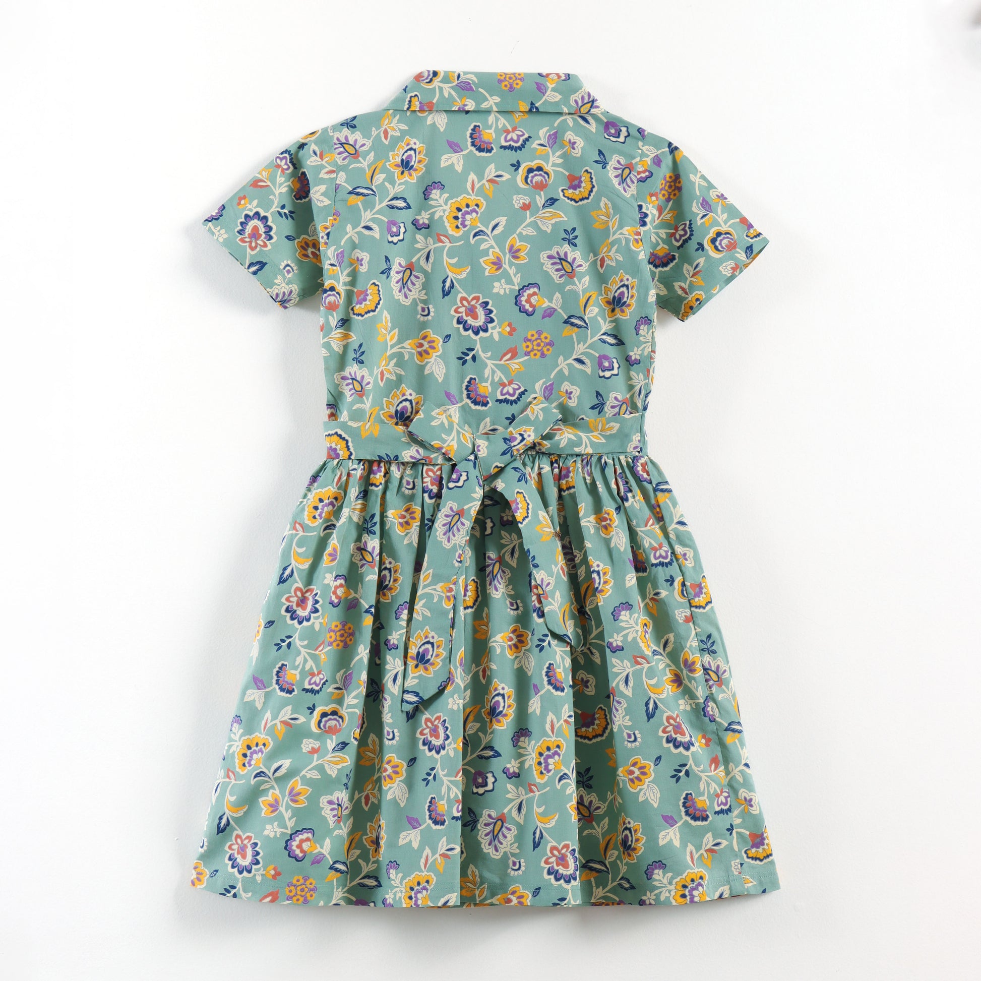 "Girls Premium Cotton Dress | All-Over Floral Print | Collared Fit & Flare Style"