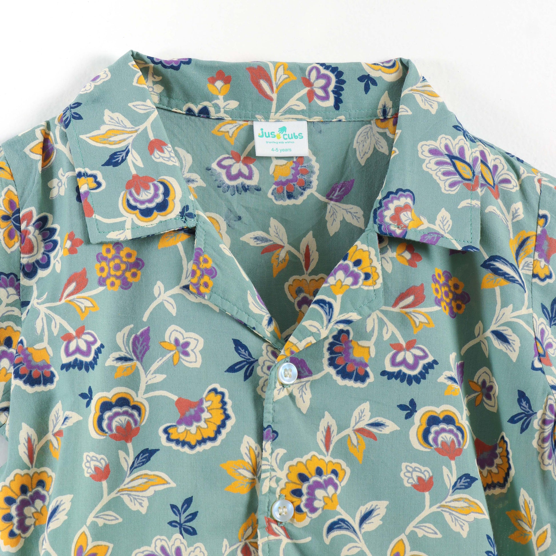 "Girls Premium Cotton Dress | All-Over Floral Print | Collared Fit & Flare Style"