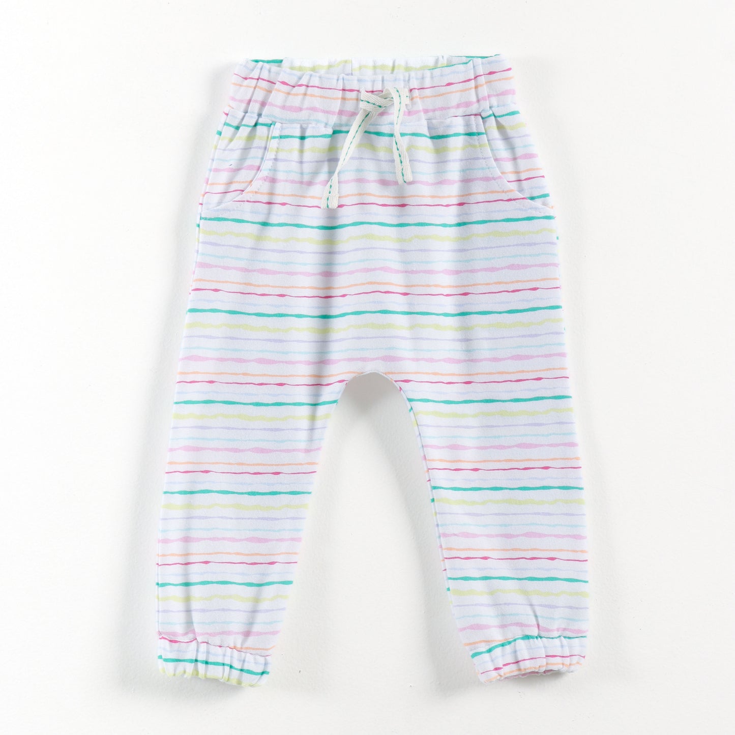 "Baby Girls Soft Cotton Joggers – 2-Pack | Checked & Multicolor Stripe Prints"