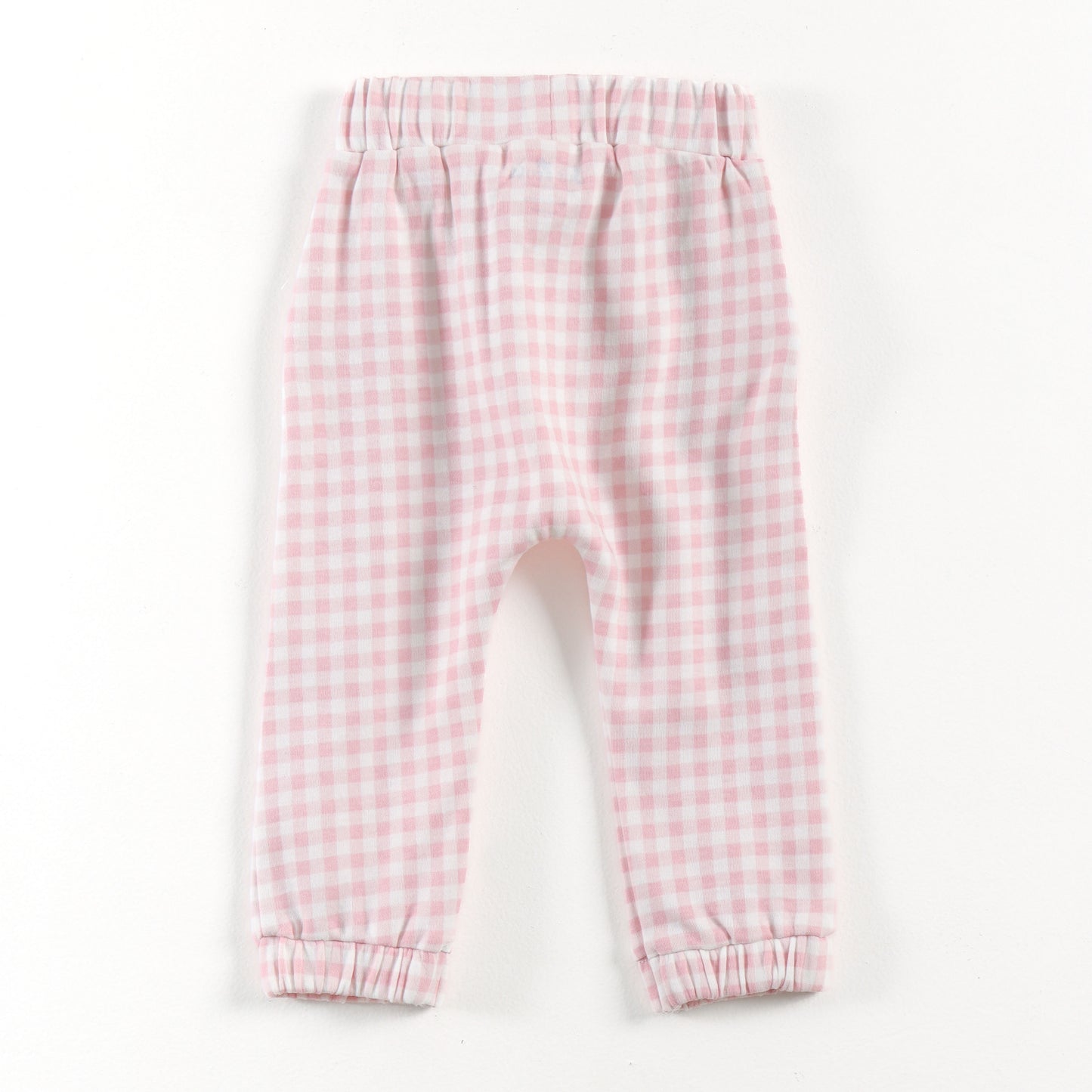 "Baby Girls Soft Cotton Joggers – 2-Pack | Checked & Multicolor Stripe Prints"
