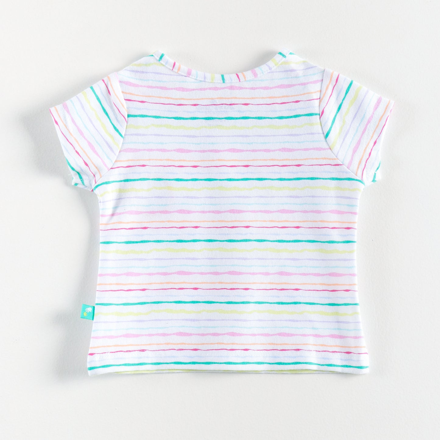 "Baby Girls Soft Cotton Tee Set – 2-Pack | Pink Check Rainbow & Multicolor Stripes"