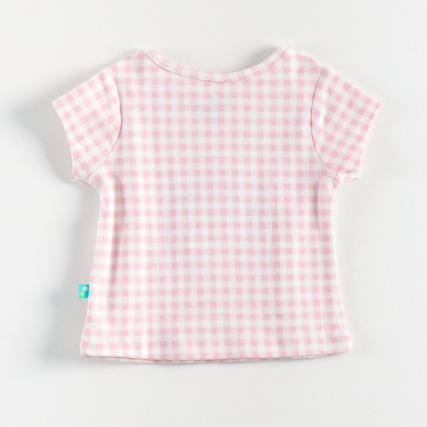 "Baby Girls Soft Cotton Tee Set – 2-Pack | Pink Check Rainbow & Multicolor Stripes"