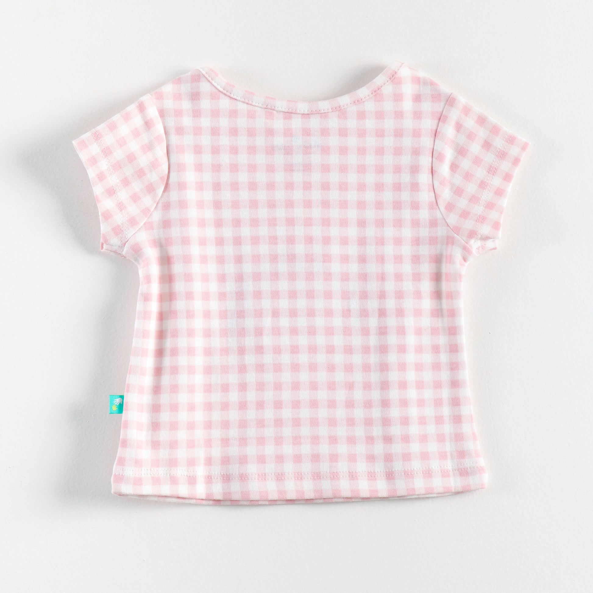 "Baby Girls Soft Cotton Tee Set – 2-Pack | Pink Check Rainbow & Multicolor Stripes"