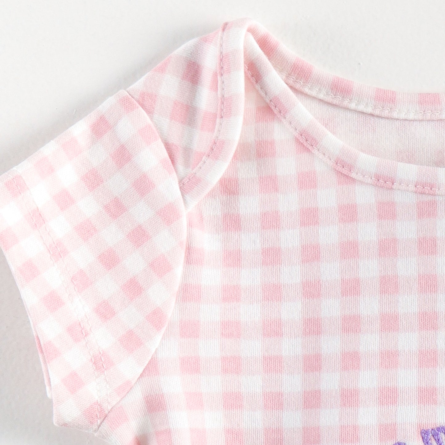 "Baby Girls Soft Cotton Tee Set – 2-Pack | Pink Check Rainbow & Multicolor Stripes"