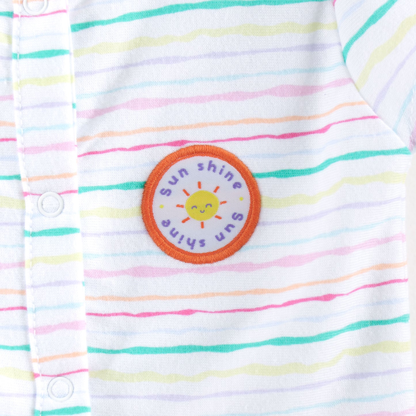 "Baby Girls Soft Cotton Front-Open Jhabla Set – 2-Pack | Stripes & Rainbow Check Design"