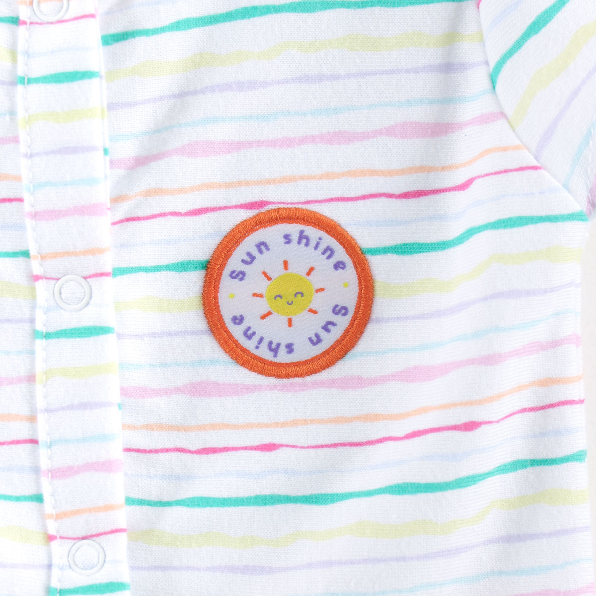 "Baby Girls Soft Cotton Front-Open Jhabla Set – 2-Pack | Stripes & Rainbow Check Design"