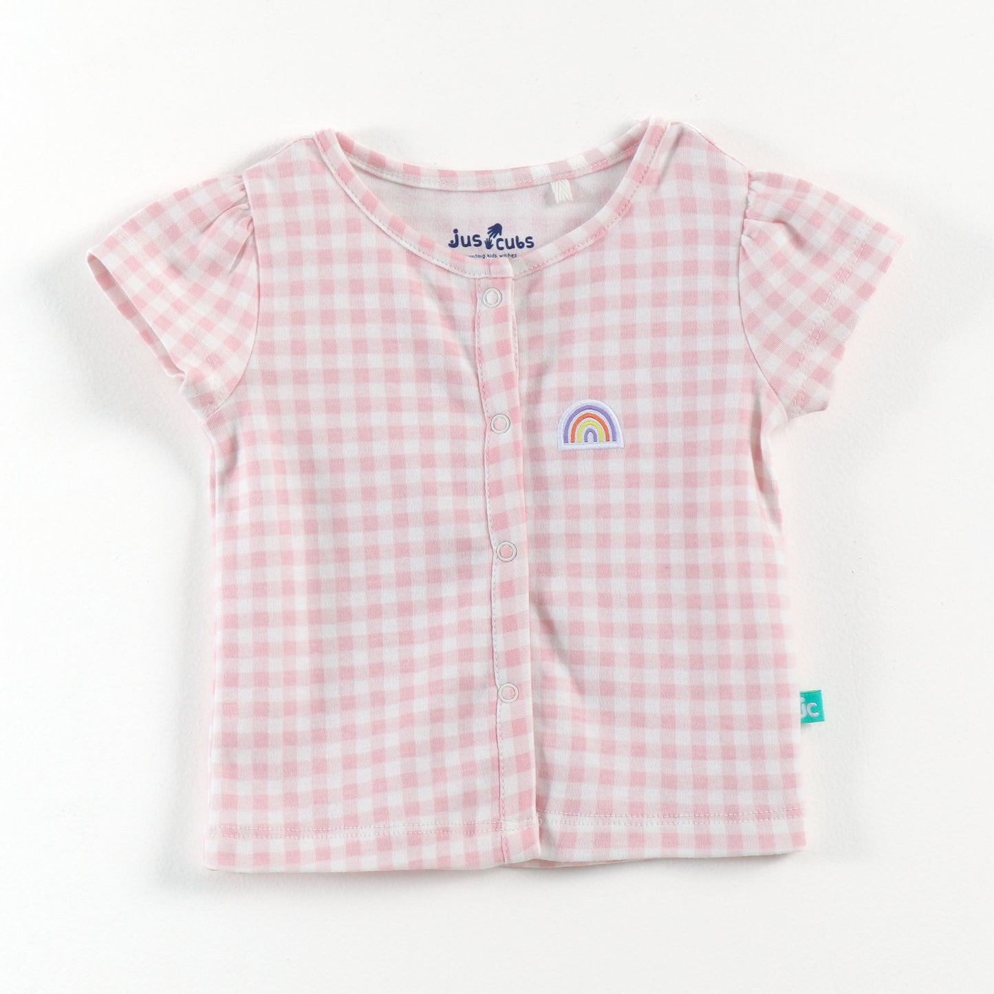 "Baby Girls Soft Cotton Front-Open Jhabla Set – 2-Pack | Stripes & Rainbow Check Design"