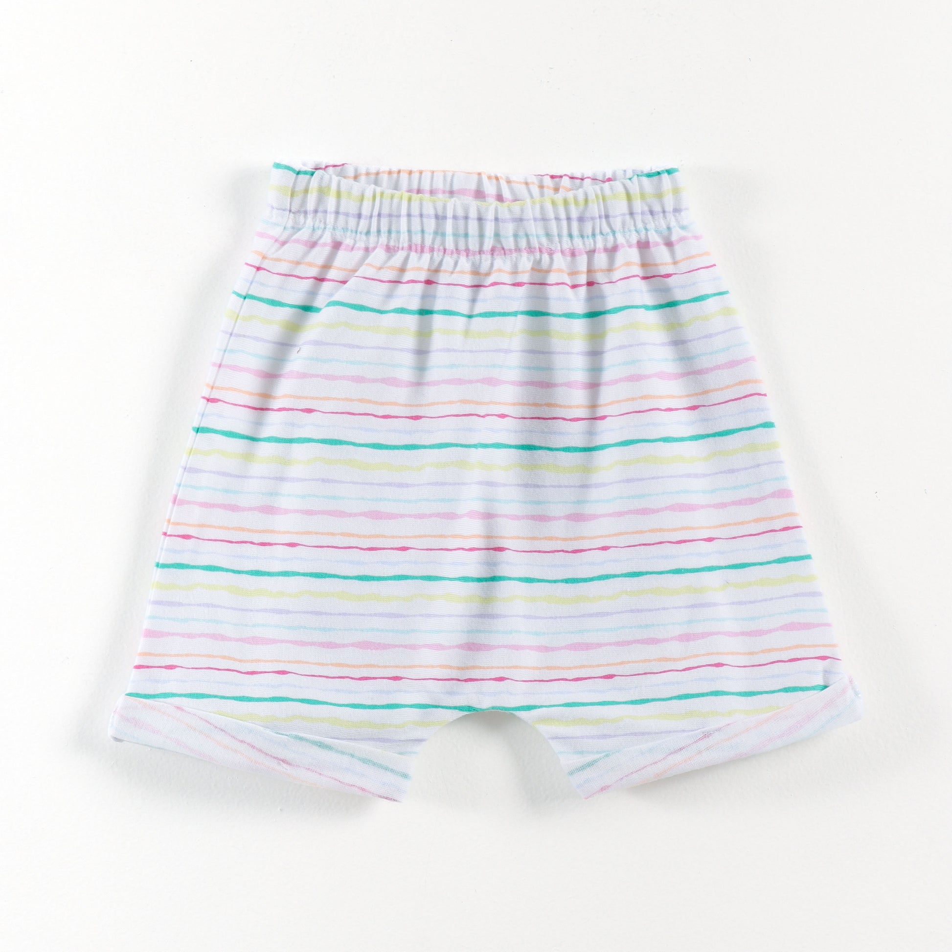 "Baby Girls Soft Cotton Shorts – 2-Pack | Check Print & Multicolor Stripe Pattern"