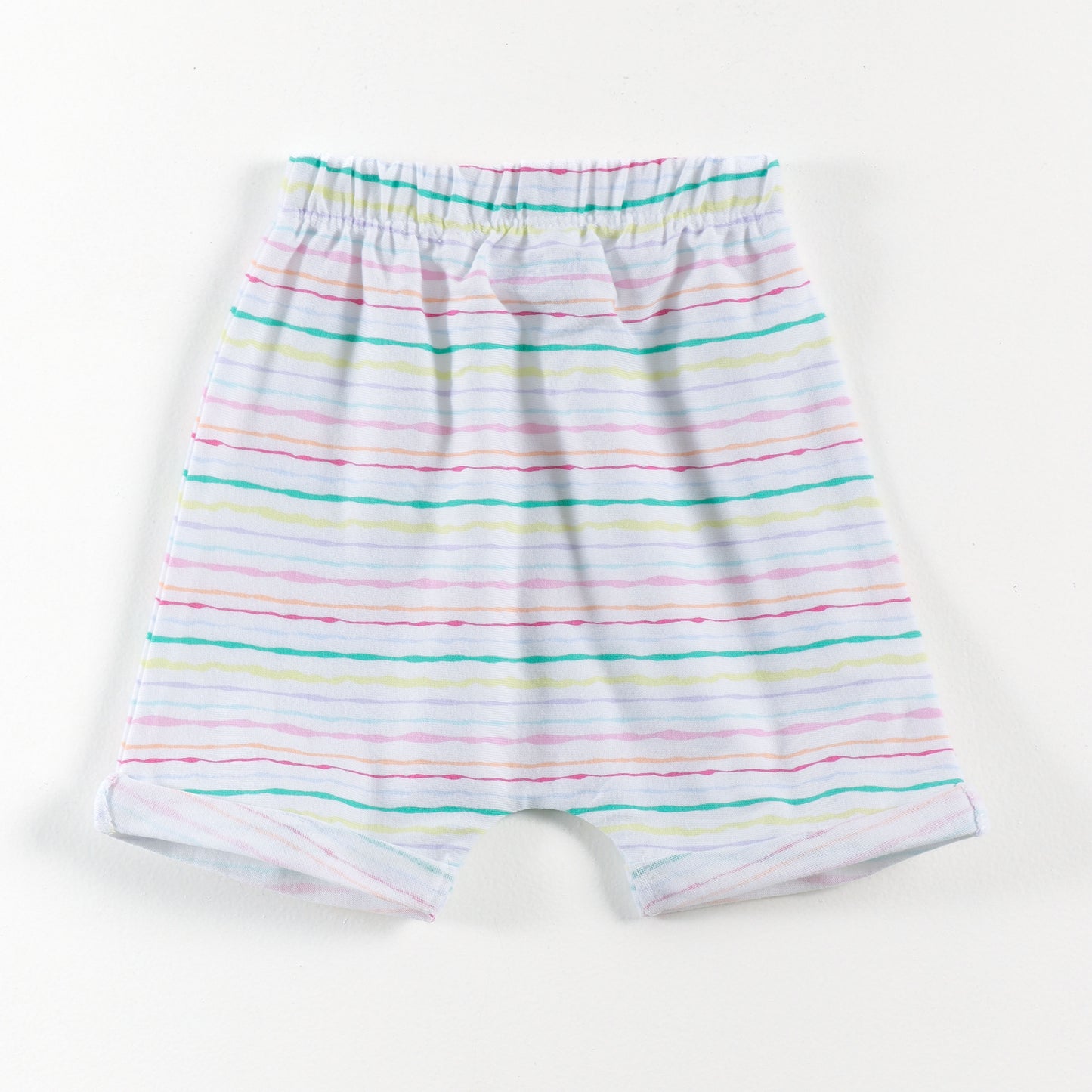 "Baby Girls Soft Cotton Shorts – 2-Pack | Check Print & Multicolor Stripe Pattern"
