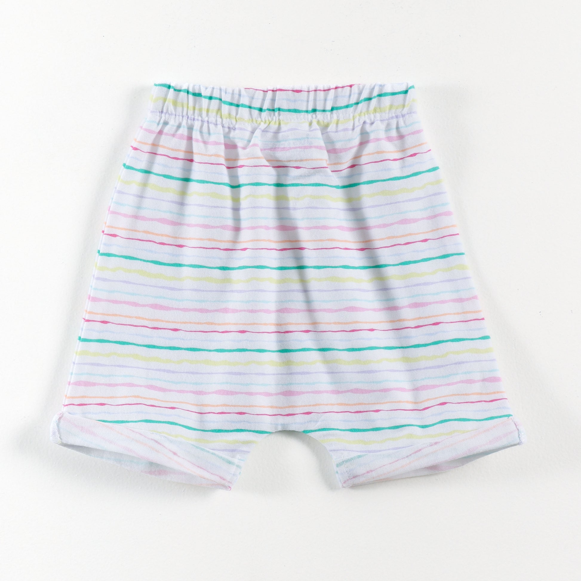 "Baby Girls Soft Cotton Shorts – 2-Pack | Check Print & Multicolor Stripe Pattern"