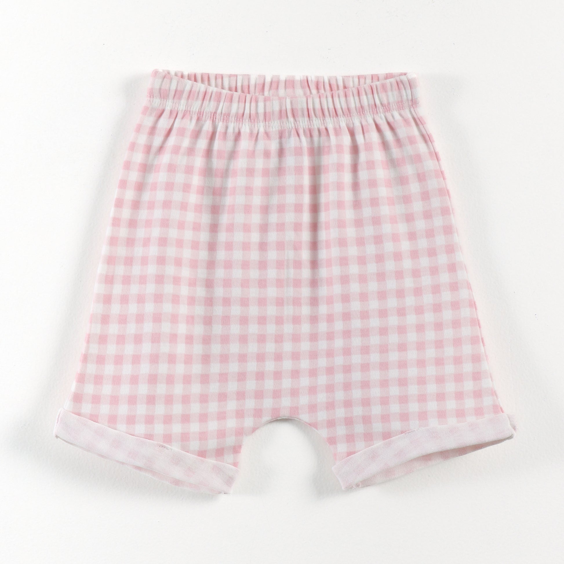 "Baby Girls Soft Cotton Shorts – 2-Pack | Check Print & Multicolor Stripe Pattern"