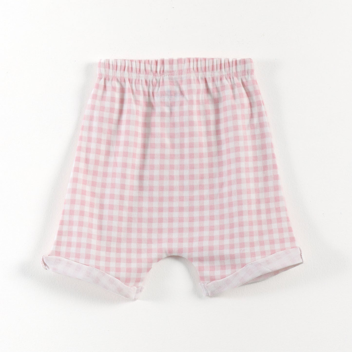 "Baby Girls Soft Cotton Shorts – 2-Pack | Check Print & Multicolor Stripe Pattern"