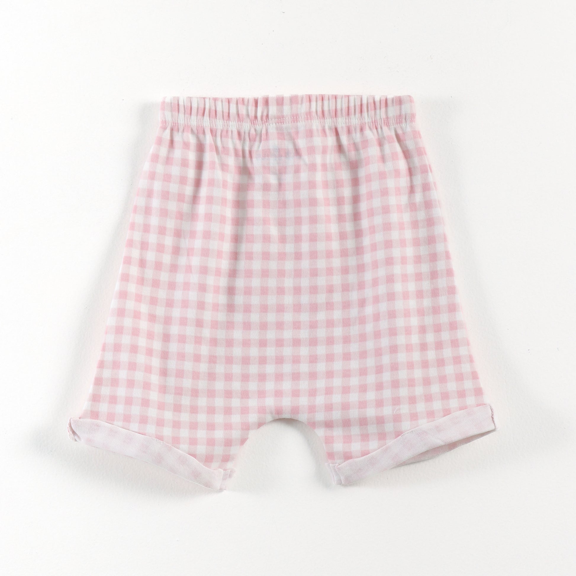 "Baby Girls Soft Cotton Shorts – 2-Pack | Check Print & Multicolor Stripe Pattern"