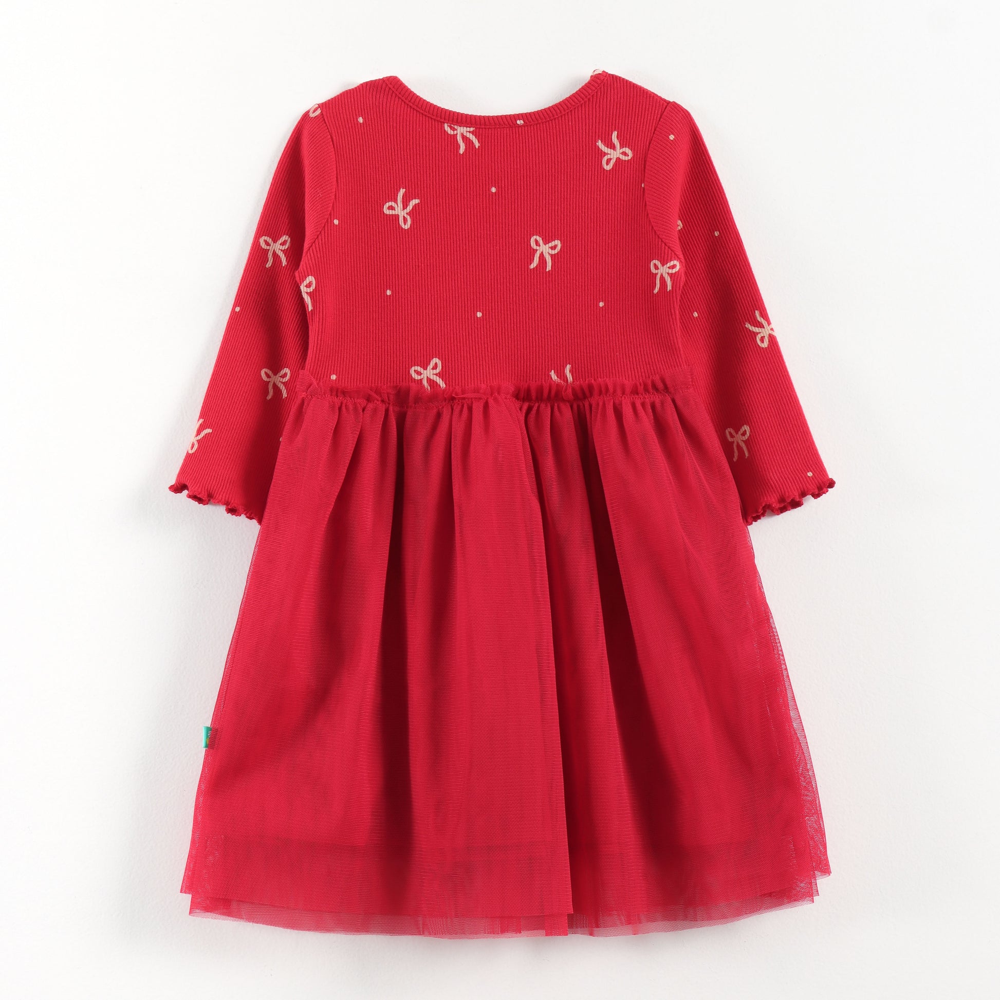 "Baby Girls Red Party Wear Dress | Long Sleeve Embroidered Bodice & Tulle Skirt"