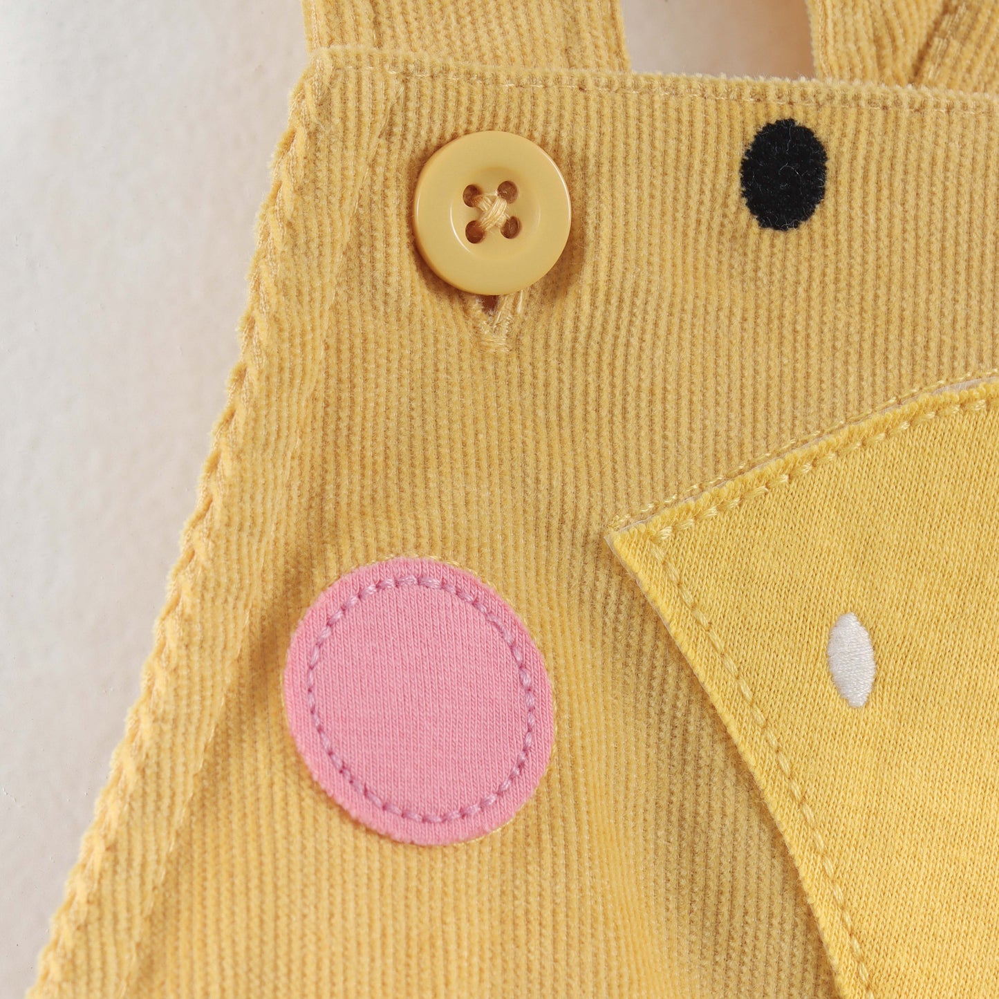 "Baby Girls Corduroy Pinafore Dress & Inner Tee Set | Cute Duck Design"