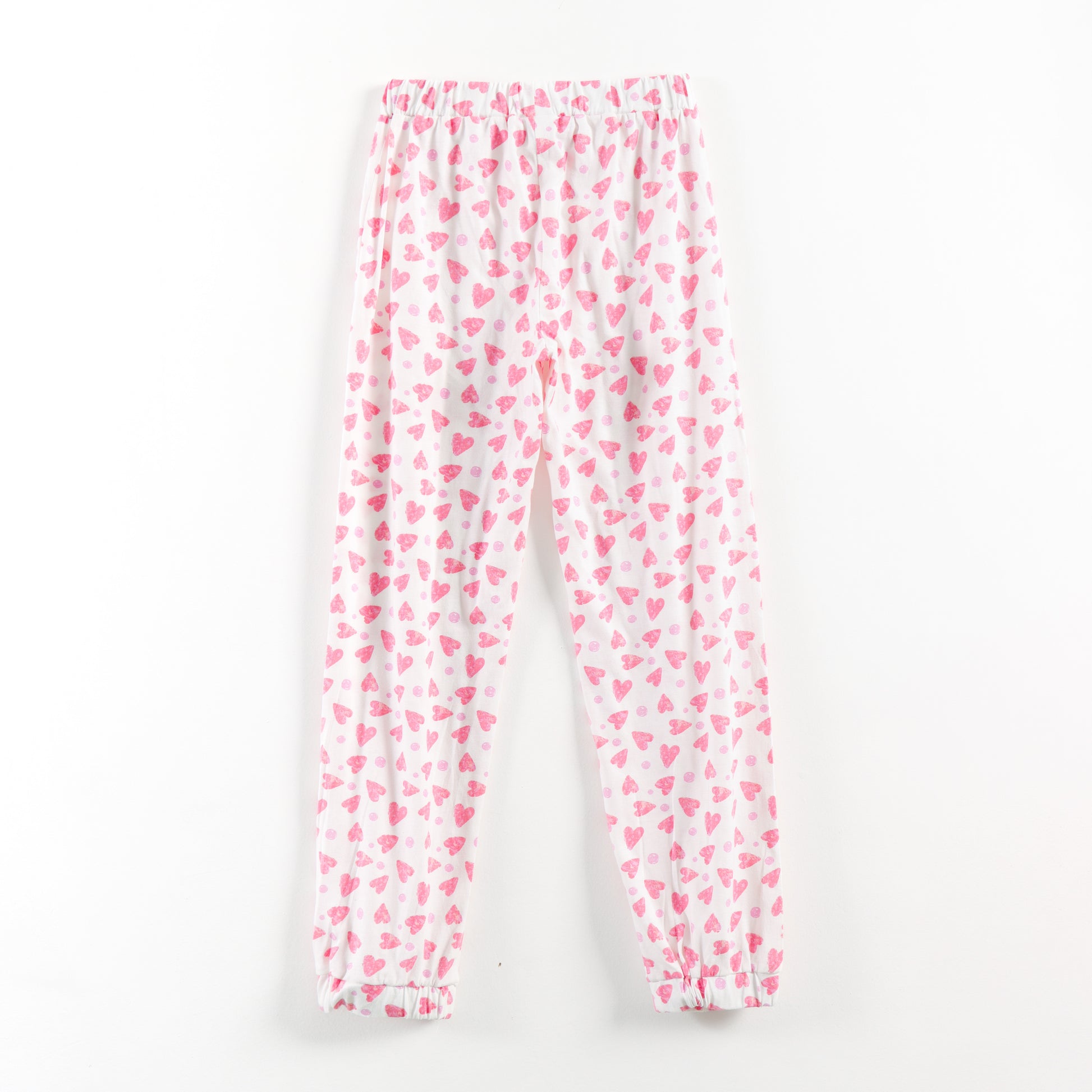 “Girls Soft Cotton Nightwear Set | Pink Heart Printed Half Sleeves T-Shirt & Pajamas"