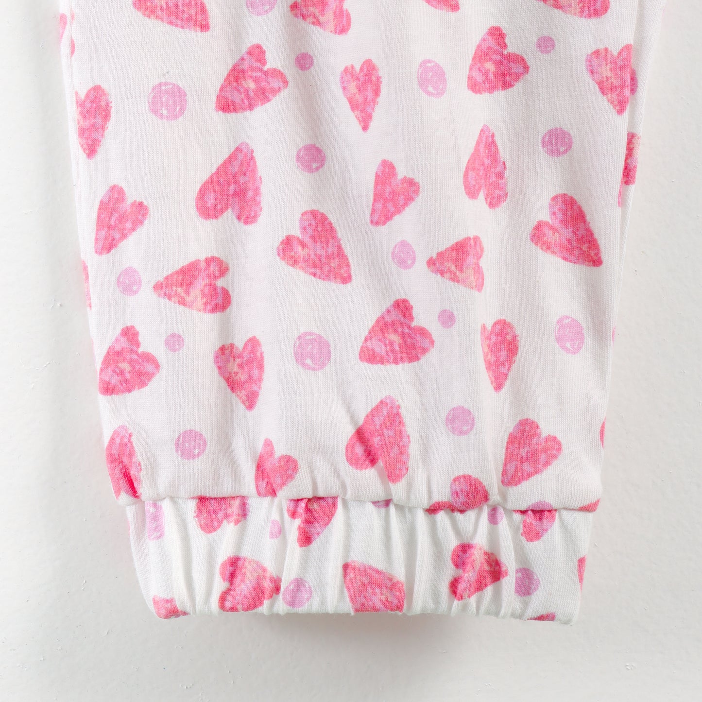 “Girls Soft Cotton Nightwear Set | Pink Heart Printed Half Sleeves T-Shirt & Pajamas"