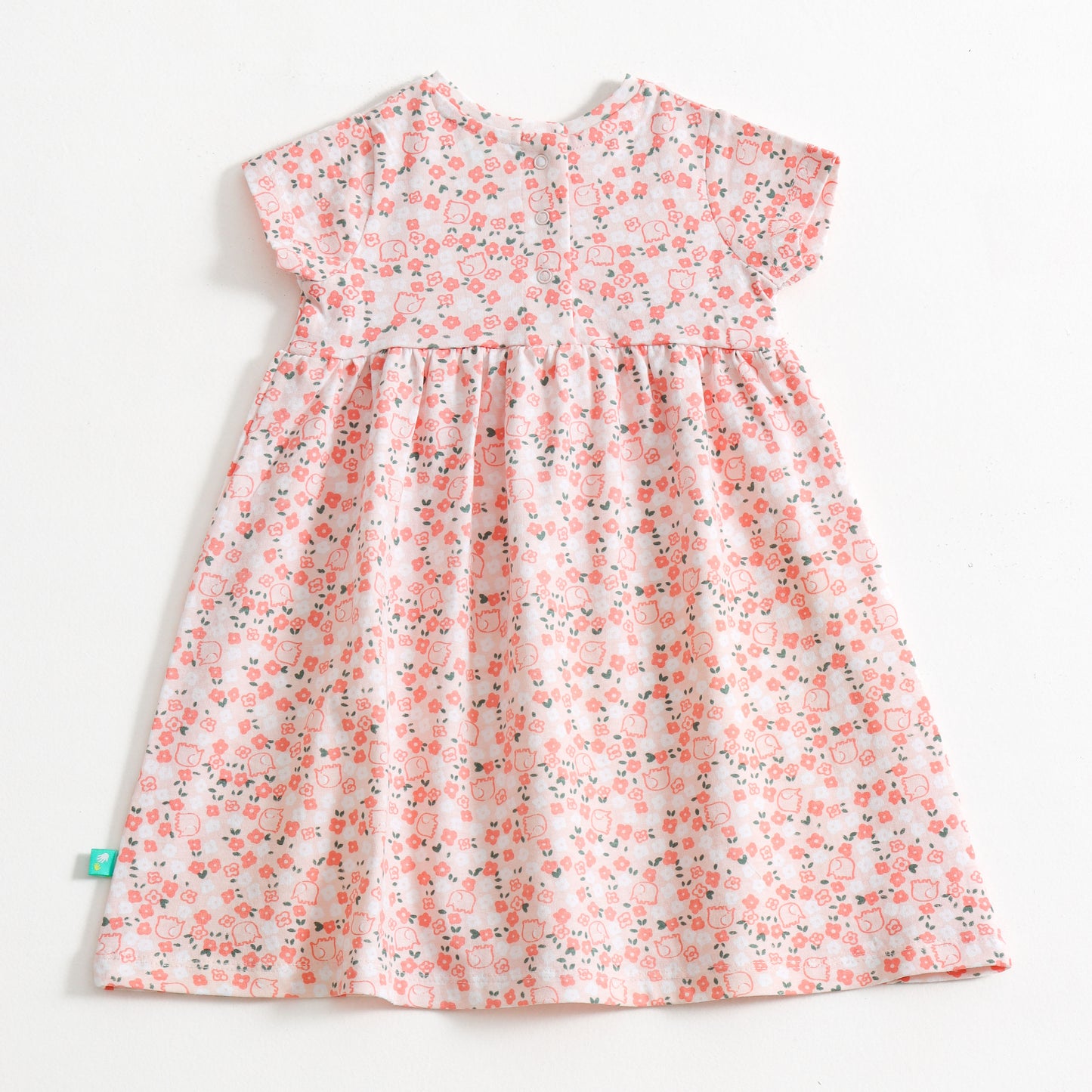 "Baby Girls All Over Floral Print Dress with Waist Bow"