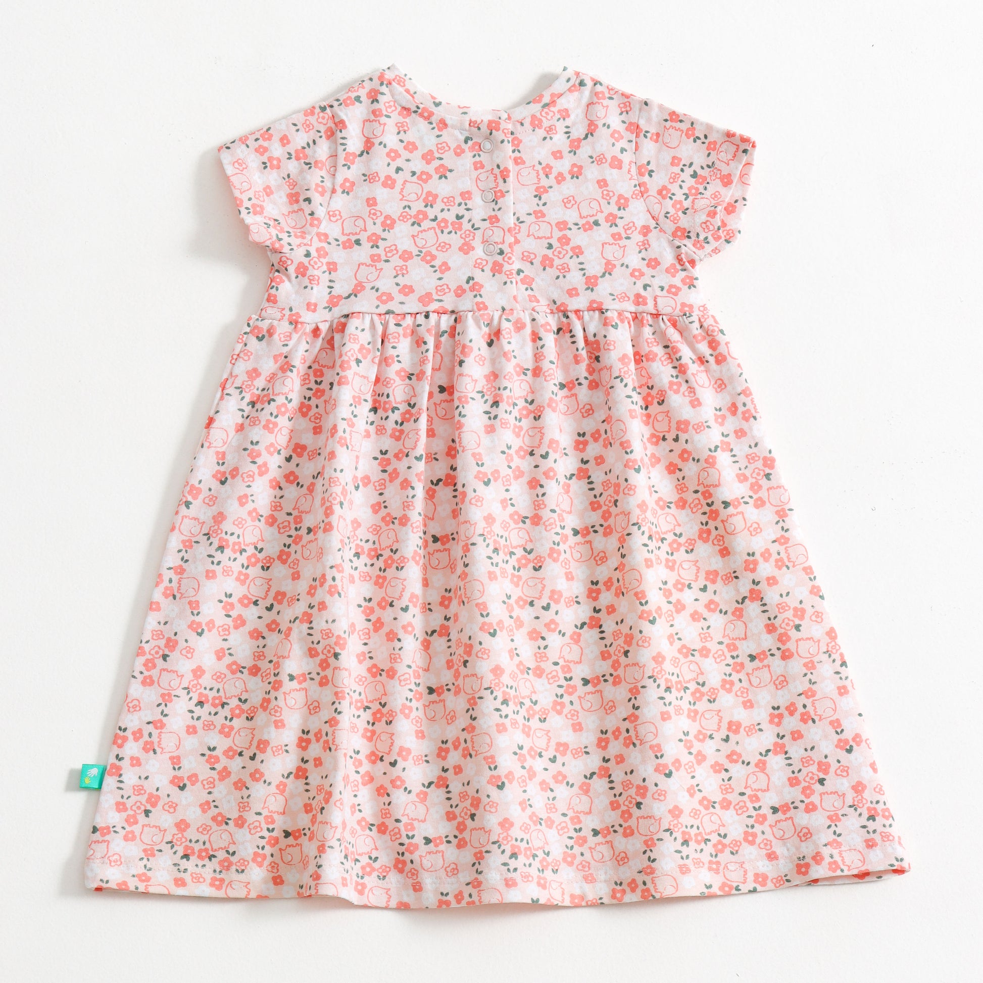 "Baby Girls All Over Floral Print Dress with Waist Bow"