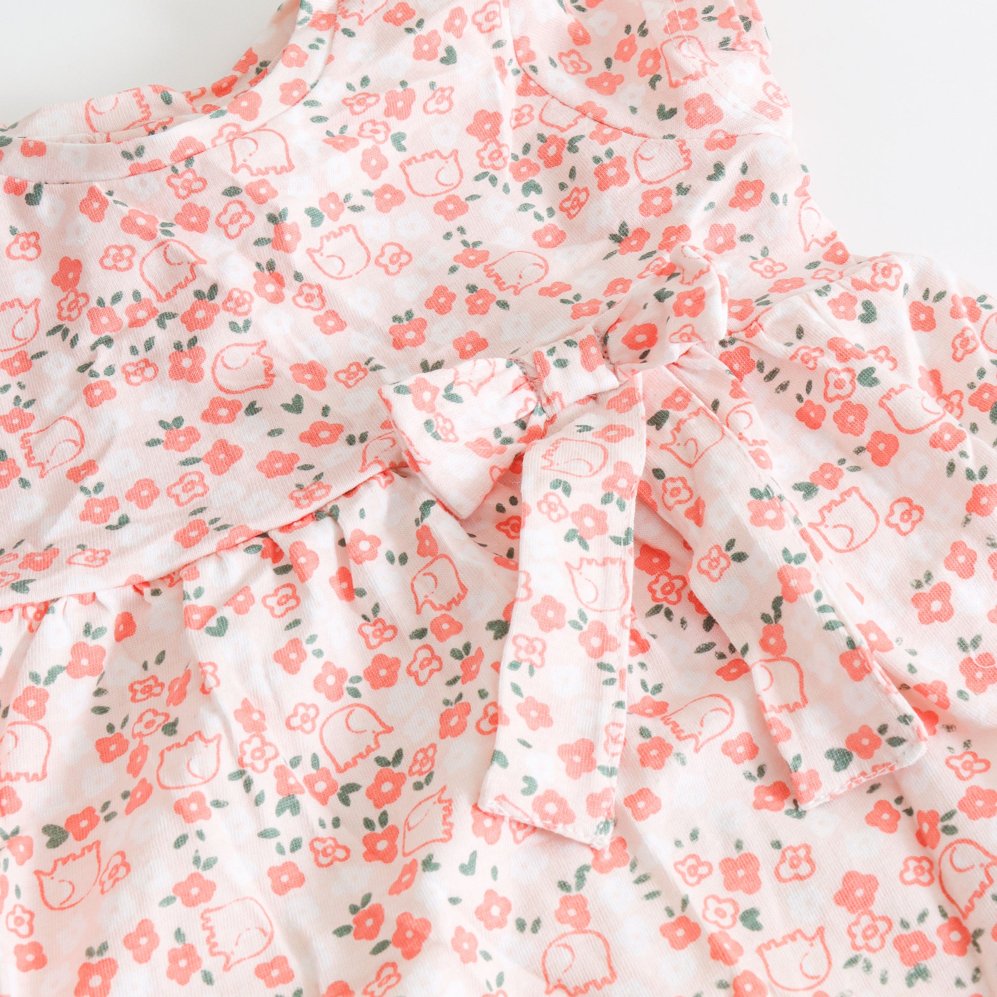 "Baby Girls All Over Floral Print Dress with Waist Bow"