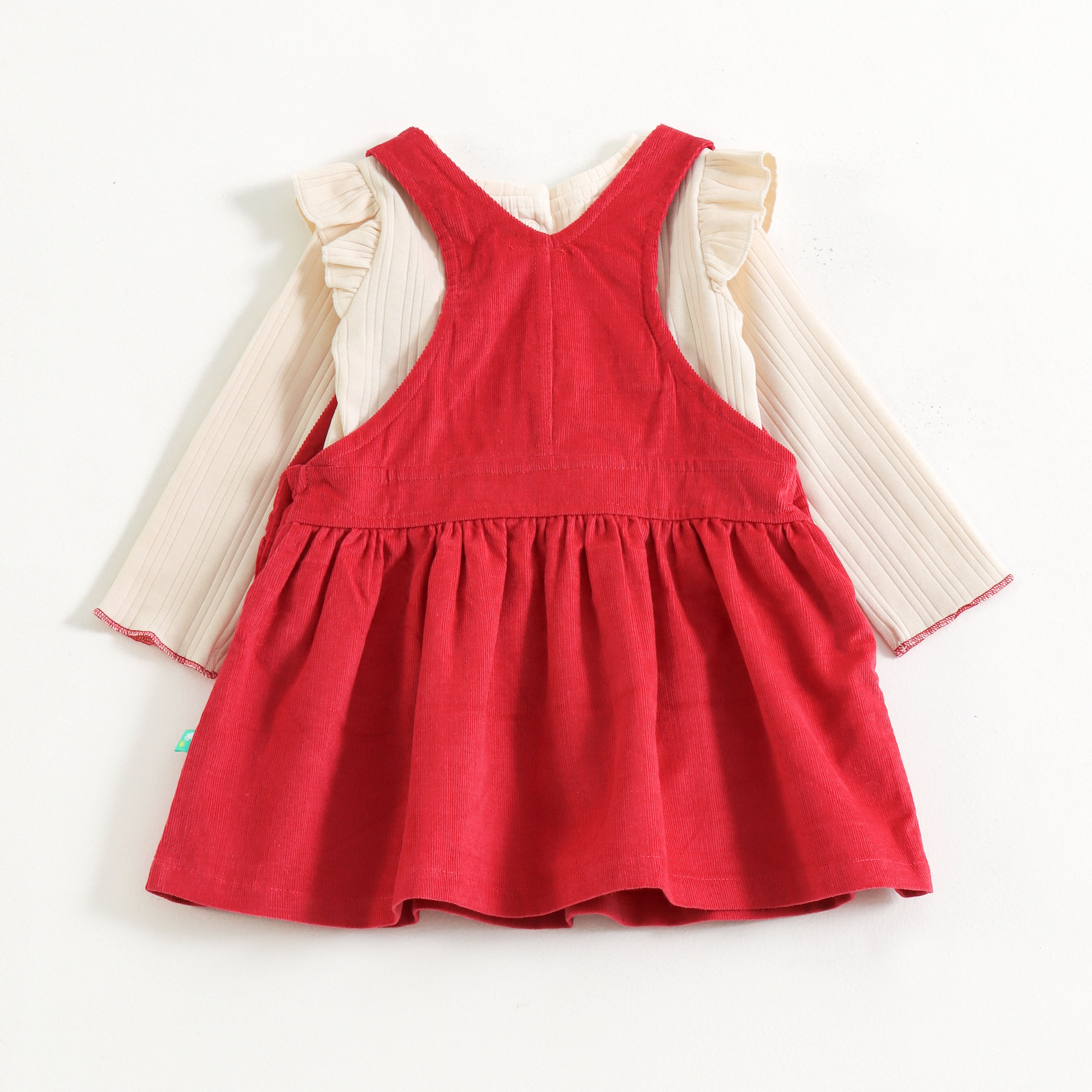 strapless open back dress Baby Girls Red Pinafore Dress Set with Full Sleeve Cream Inner T-shir –  Juscubs