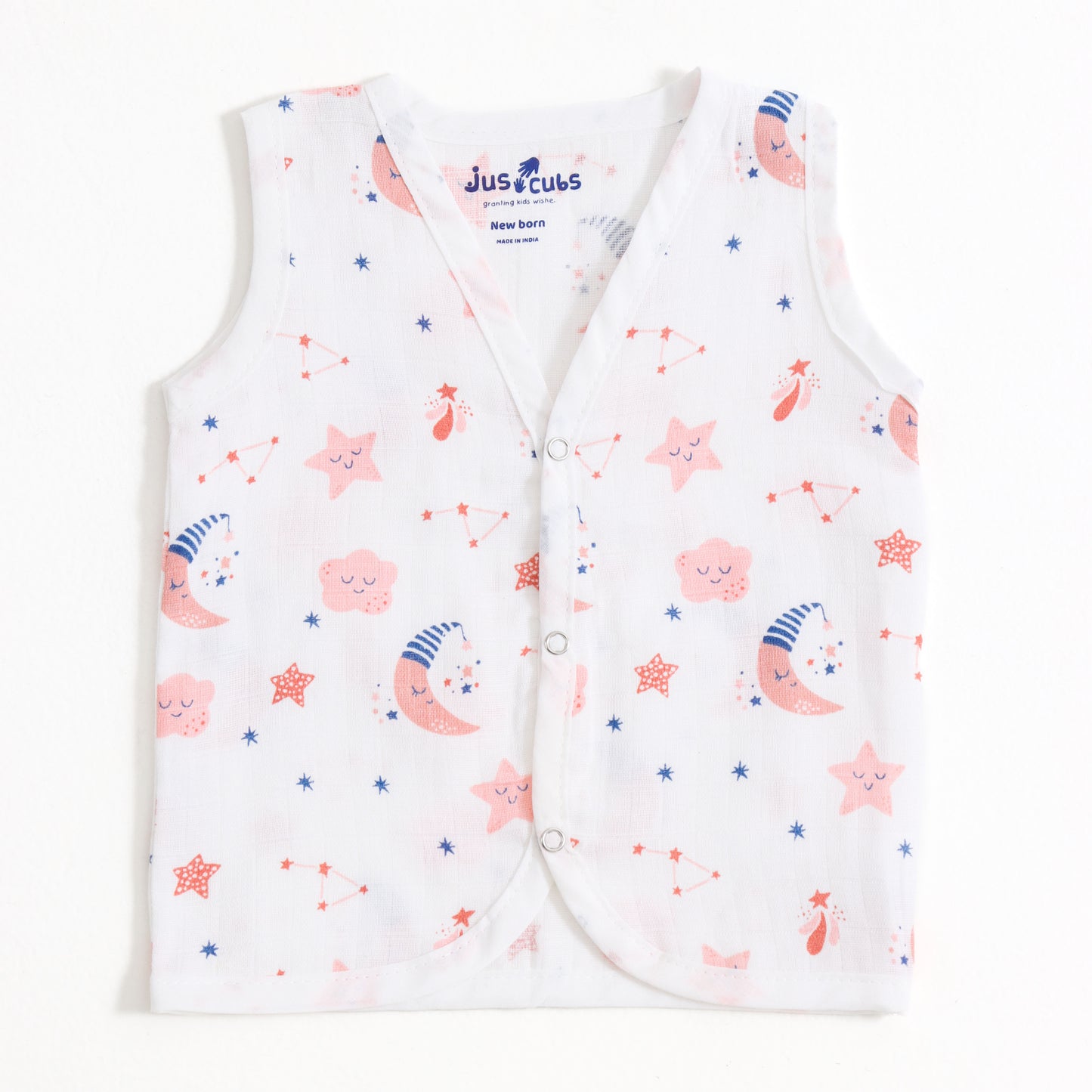 Baby Unisex Muslin Sleeveless Front Open Jabla Pack of 3