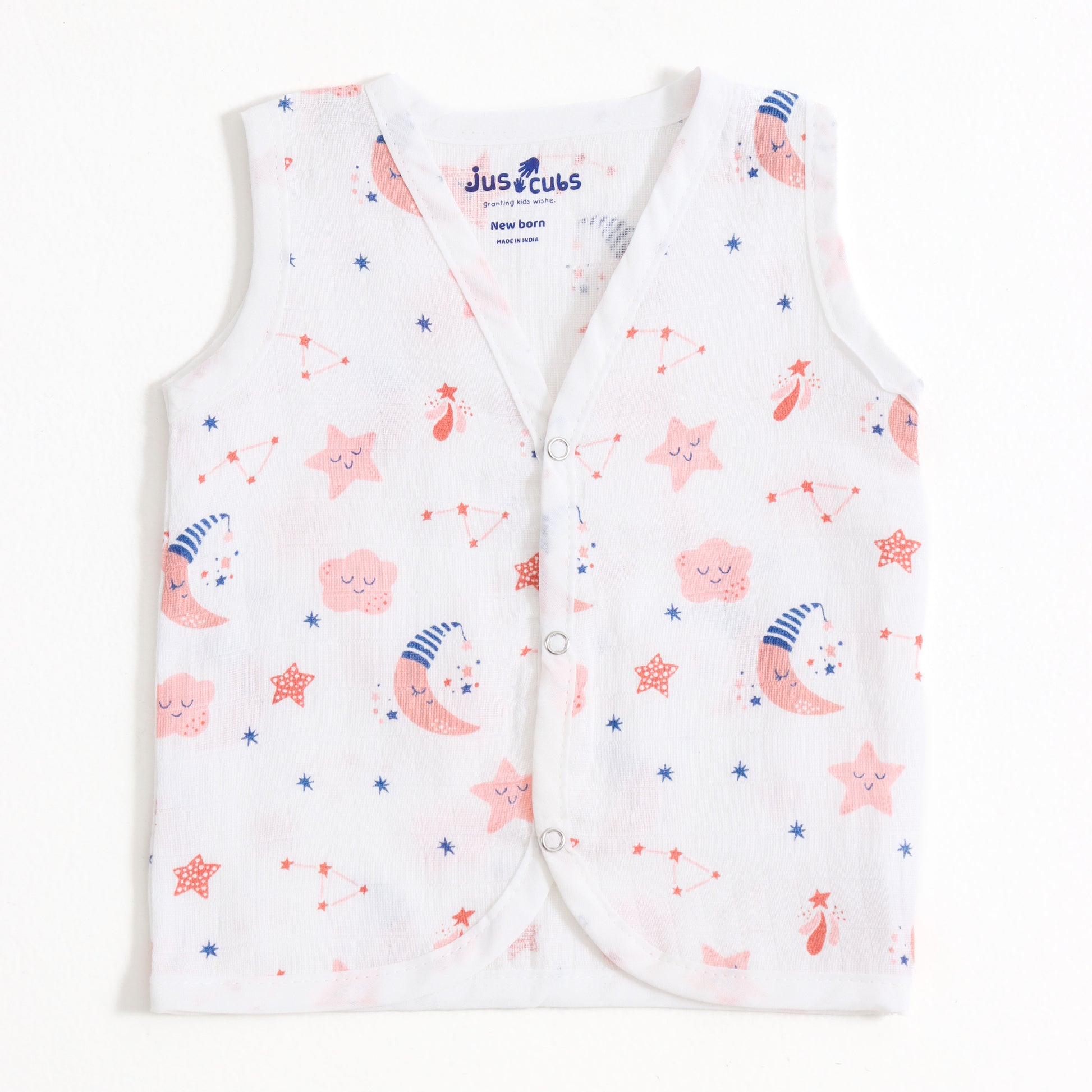 Baby Unisex Muslin Sleeveless Front Open Jabla Pack of 3