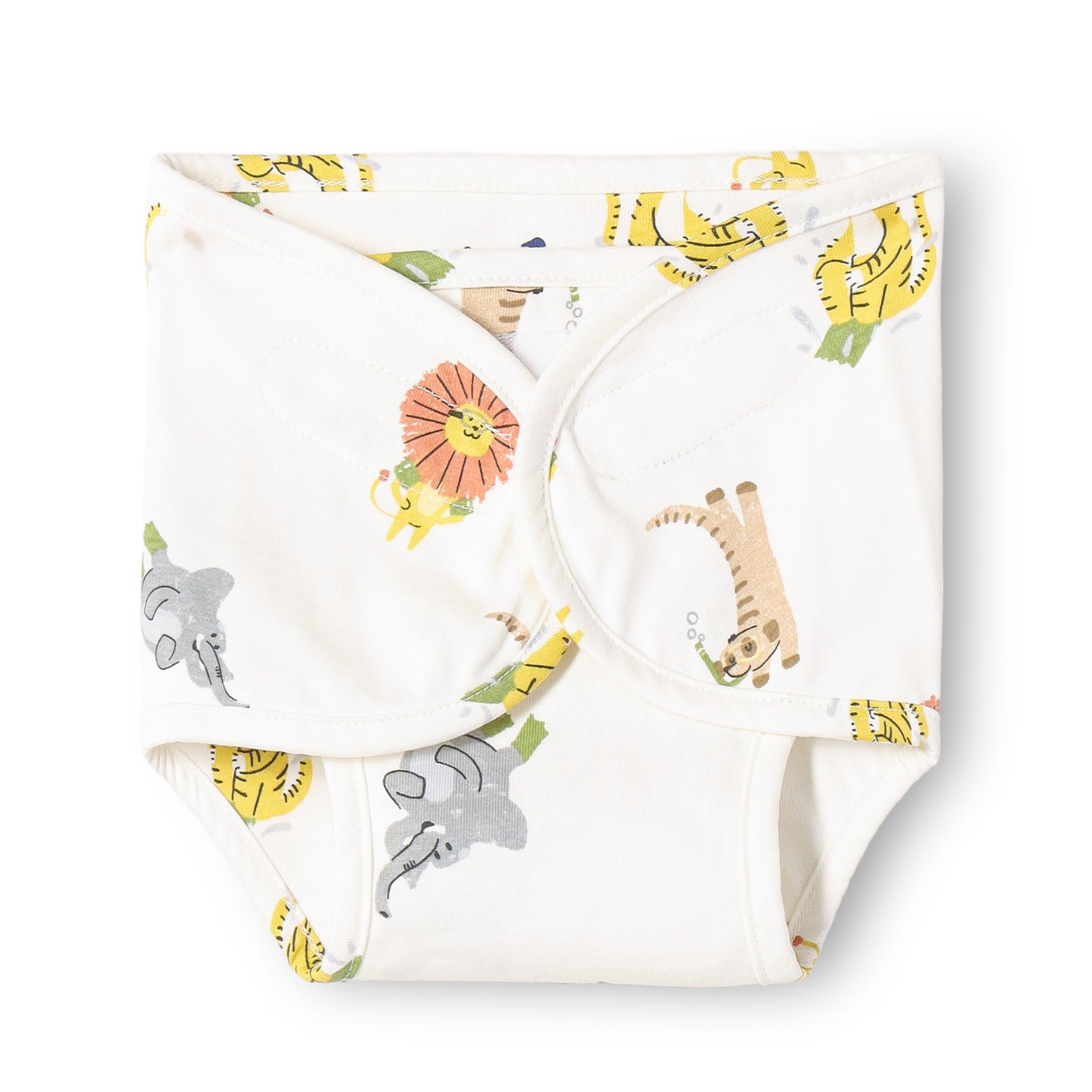 "Baby Cotton Adjustable Nappy Diapers – Safari Animal & Stripe Print Set of 3"