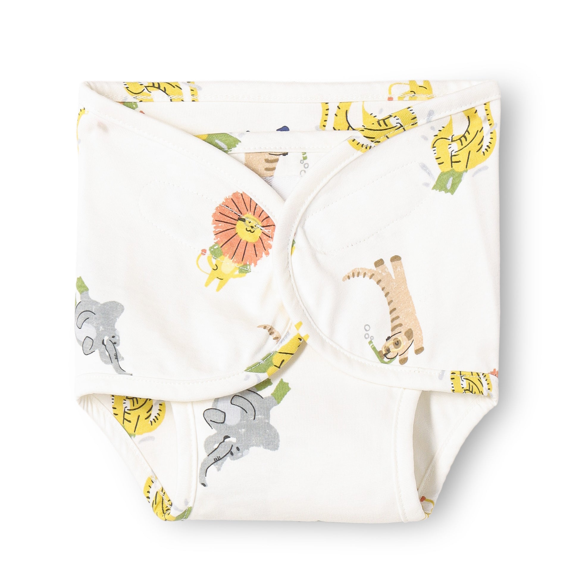 "Baby Cotton Adjustable Nappy Diapers – Safari Animal & Stripe Print Set of 3"