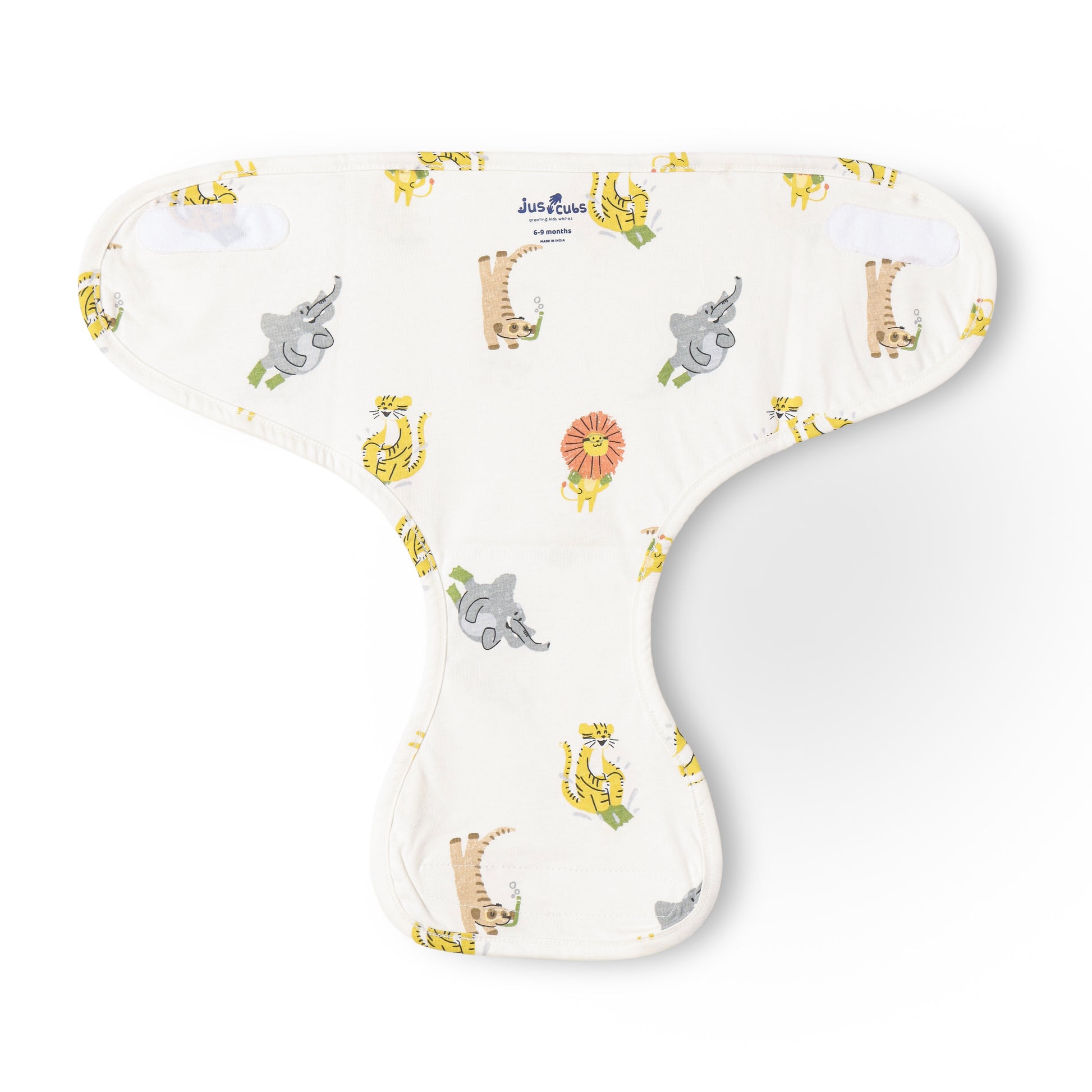 "Baby Cotton Adjustable Nappy Diapers – Safari Animal & Stripe Print Set of 3"