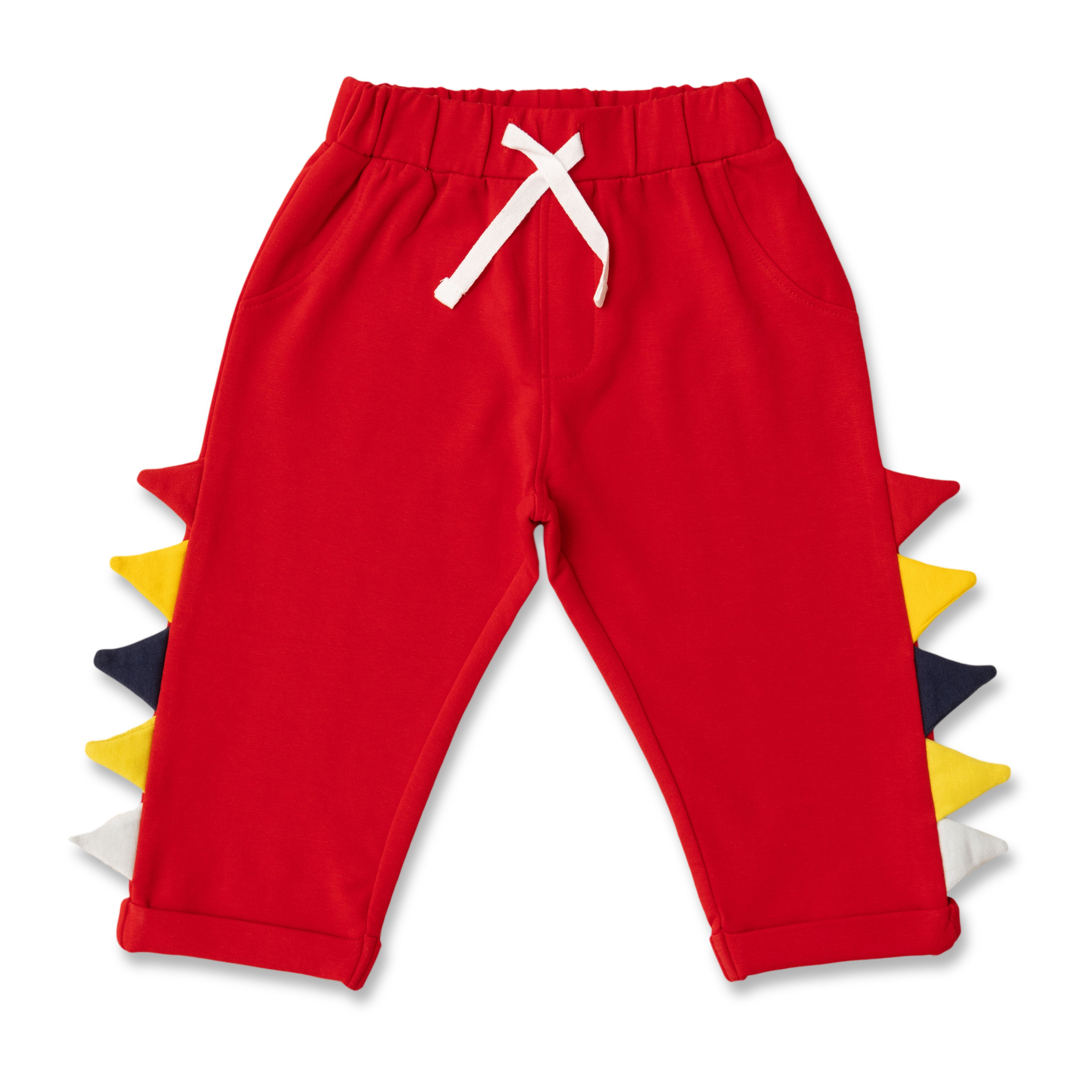 Baby Boys Dinosaur Stripe T-shirt and Spiked Joggers Set – Red & White