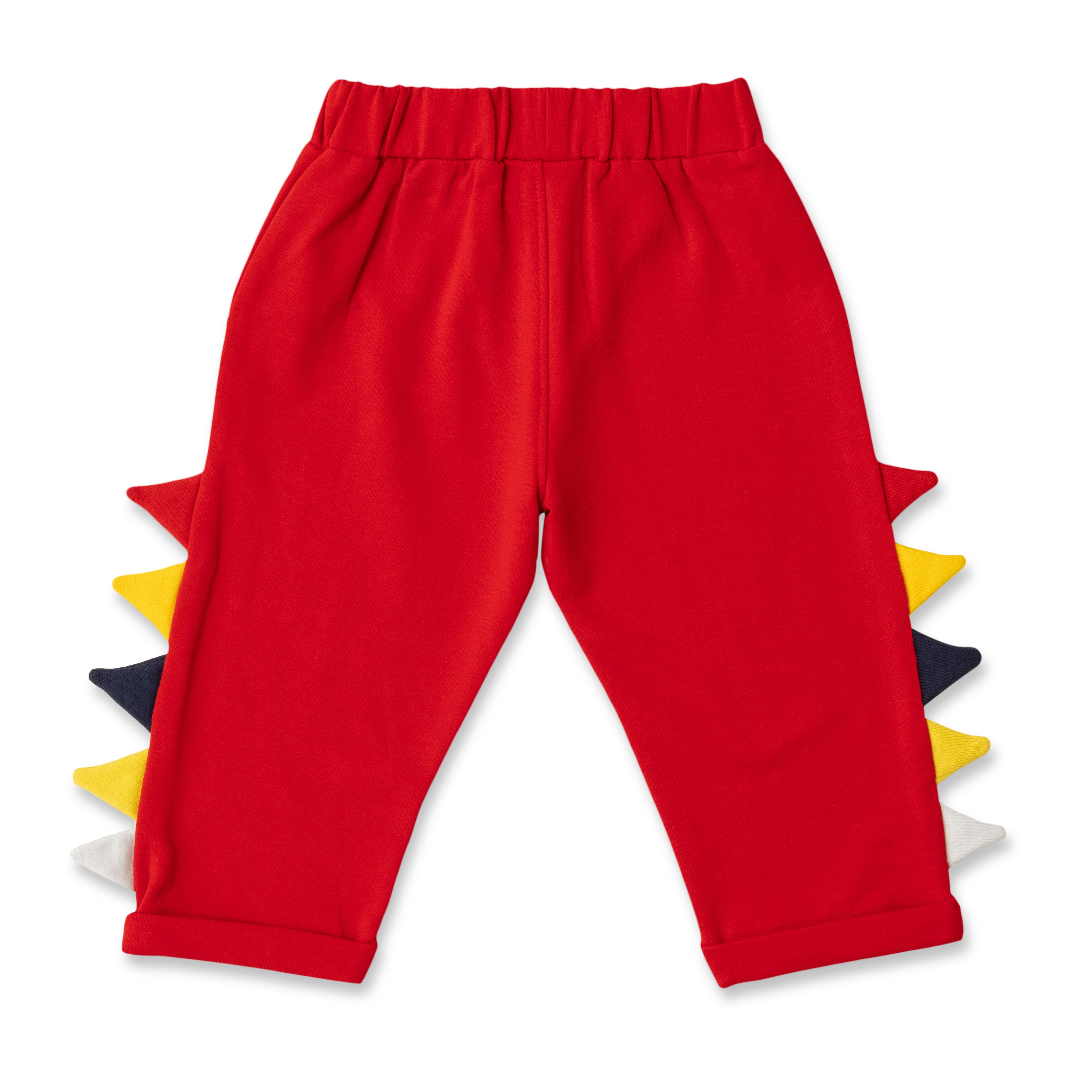 Baby Boys Dinosaur Stripe T-shirt and Spiked Joggers Set – Red & White
