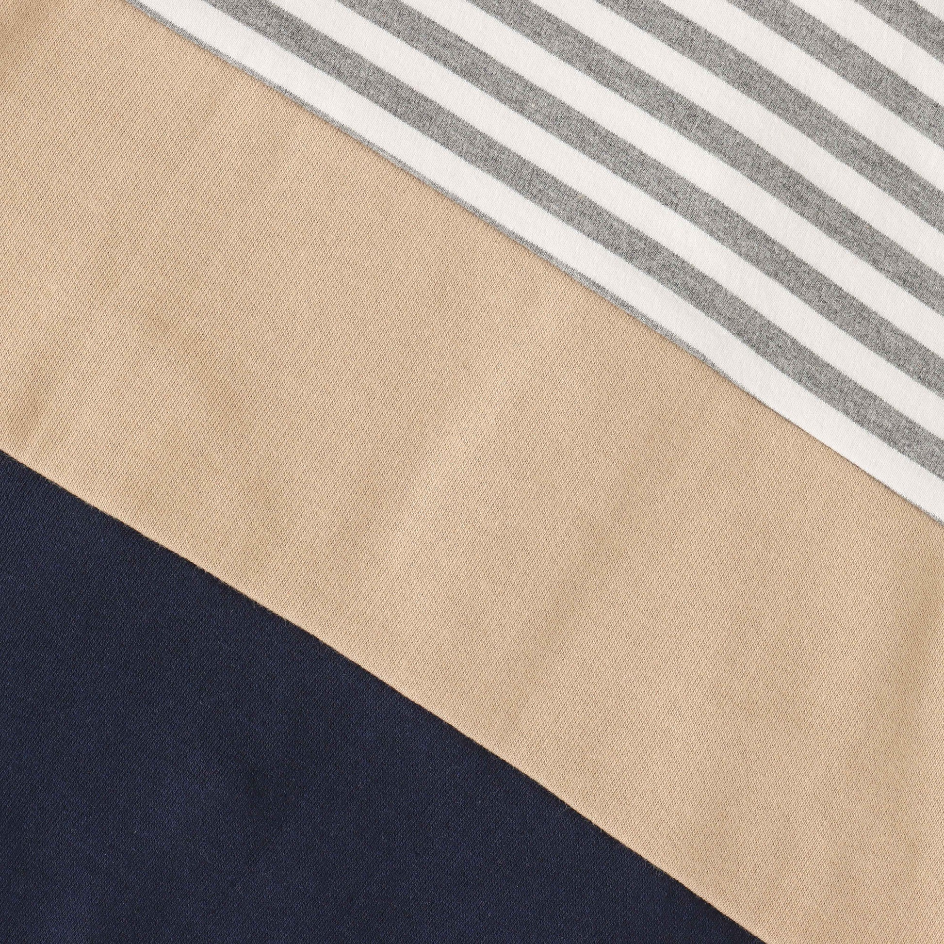 Boys Striped Colorblock Zip-Up Hoodie – Beige, Navy & Gray
