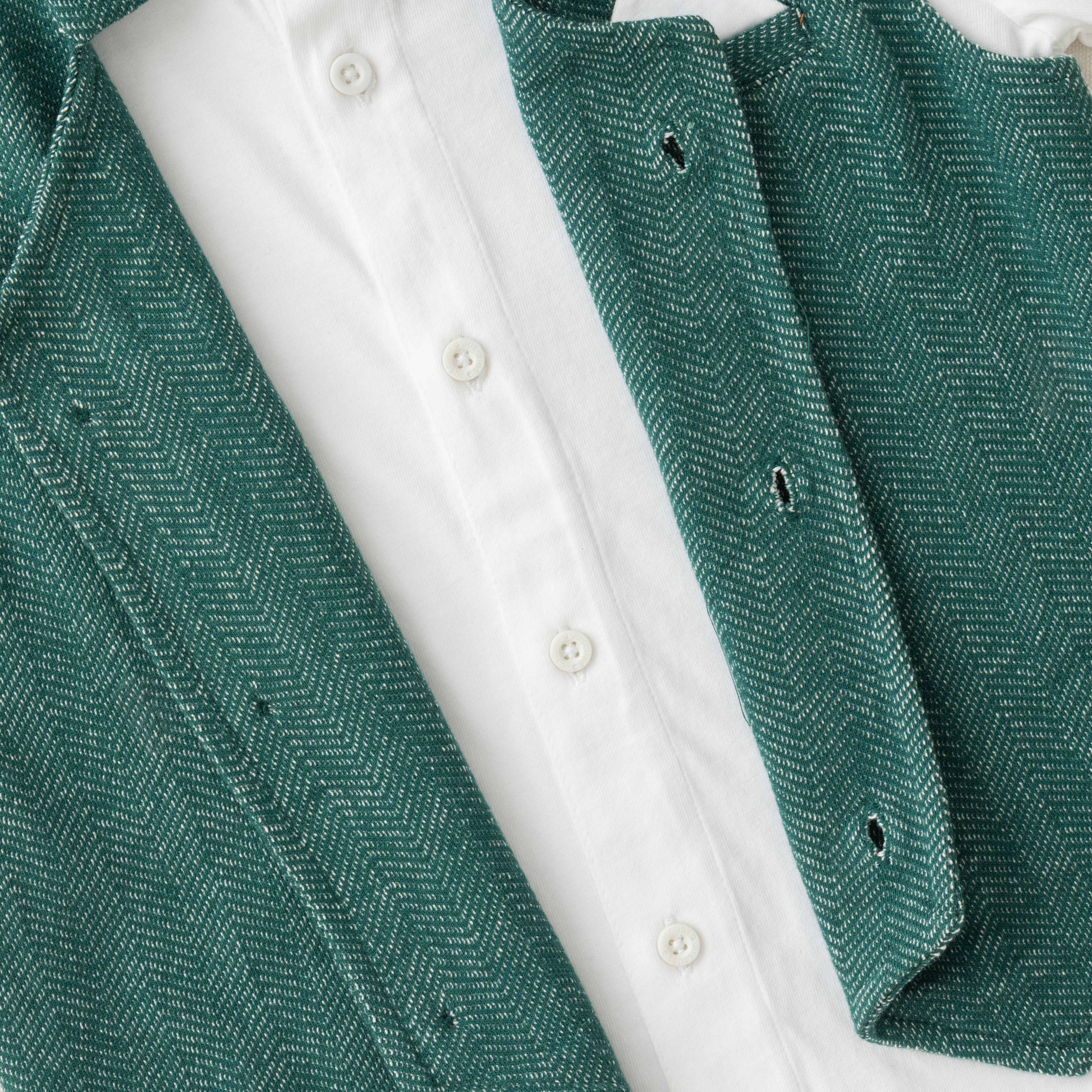 Baby Boy's Formal Green Vest Suit Set – Shirt, Bow Tie, Vest & Pants