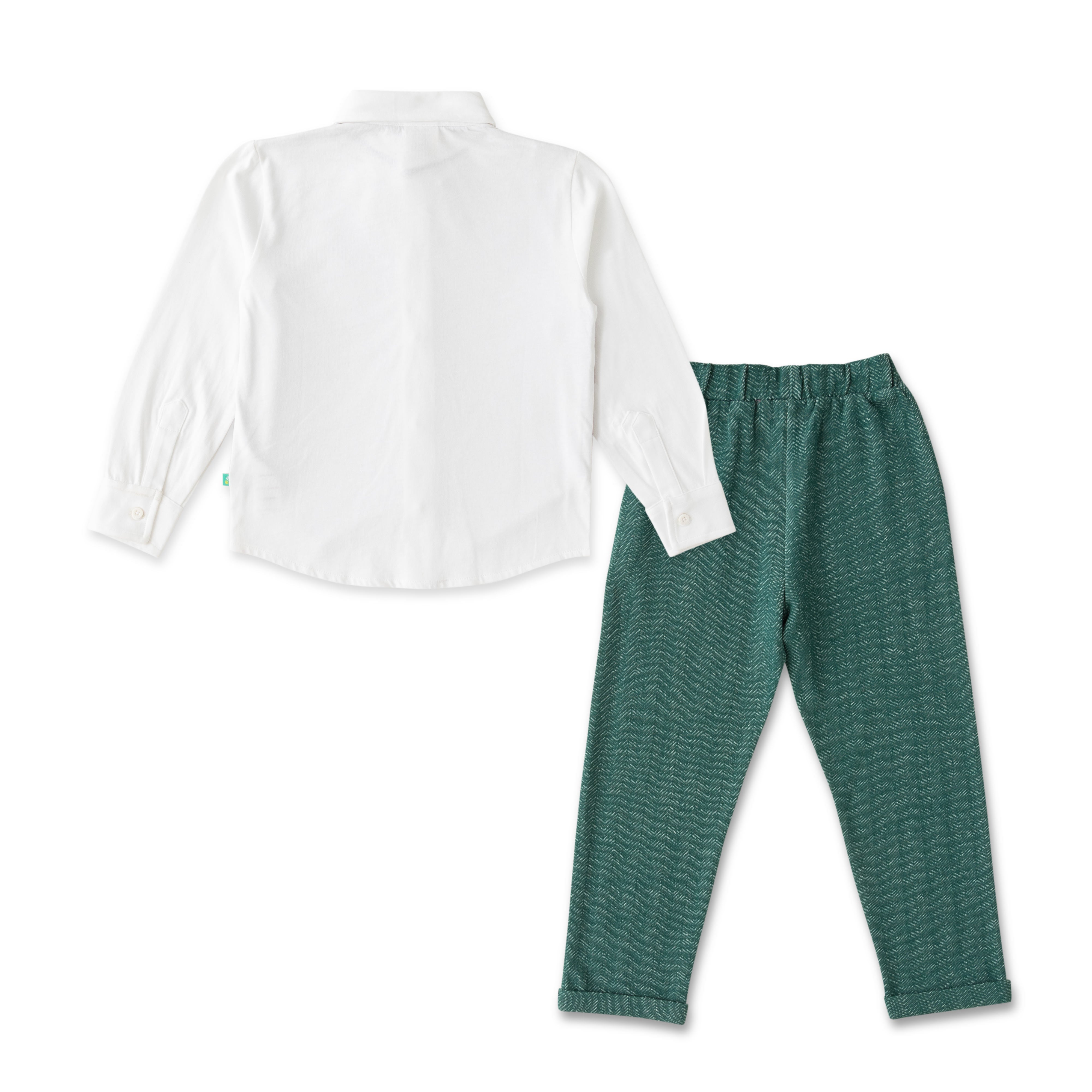 Baby Boy's Formal Green Vest Suit Set – Shirt, Bow Tie, Vest & Pants