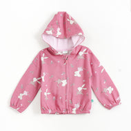 JusCubs Baby Girls  Bunny Print Hooded Full Sleeve Jacket - Pink