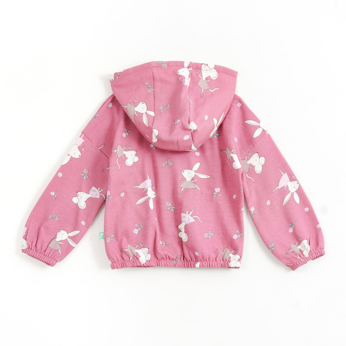 JusCubs Baby Girls  Bunny Print Hooded Full Sleeve Jacket - Pink