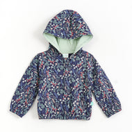 JusCubs Baby Girls Blue Floral Print Hooded Full Sleeve Jacket - Navy