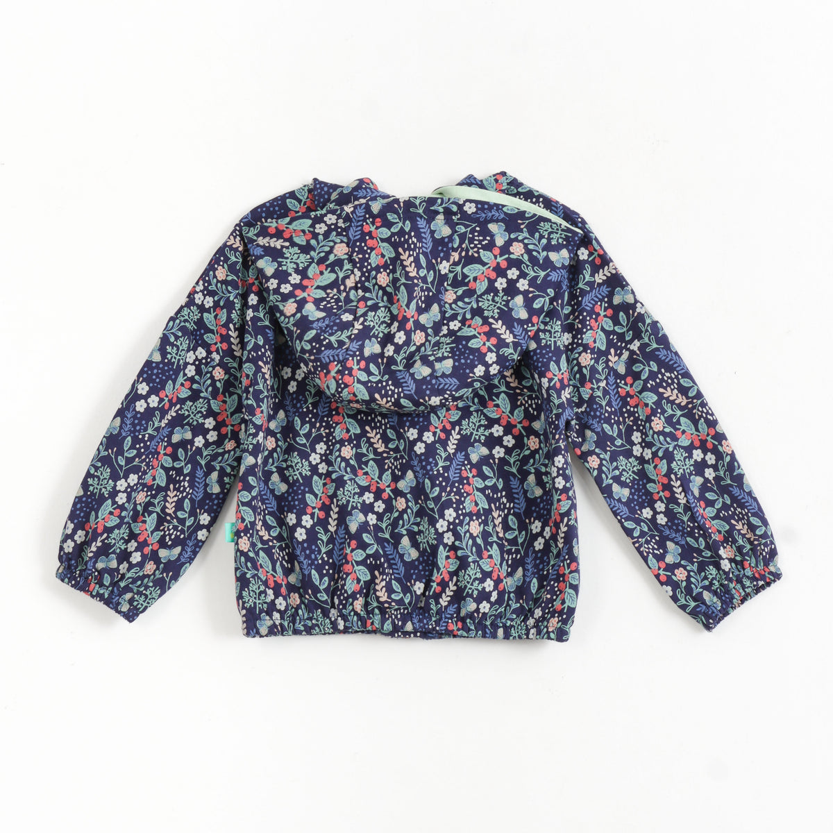 JusCubs Baby Girls Blue Floral Print Hooded Full Sleeve Jacket - Navy