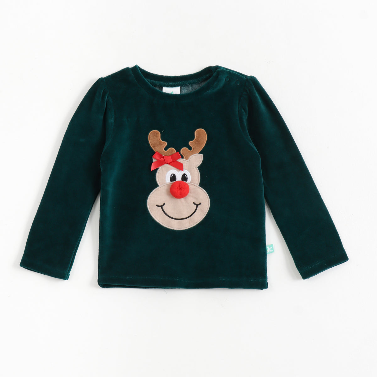 JusCubs Girls Reindeer Applique Top with Pink Tulle Skirt Party Wear Set - Green