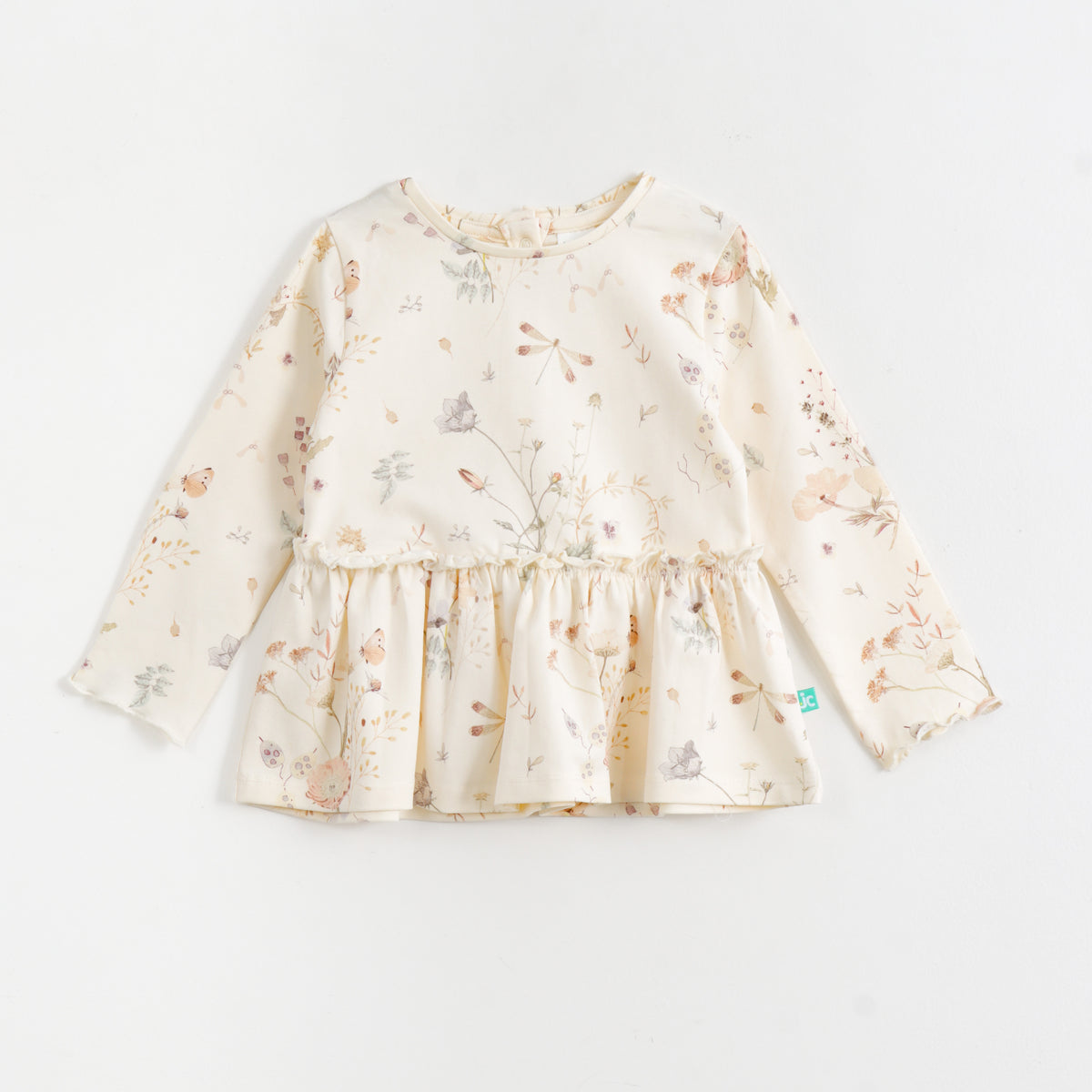 JusCubs Girls Floral Print Peplum Top with Matching Leggings Set - Offwhite