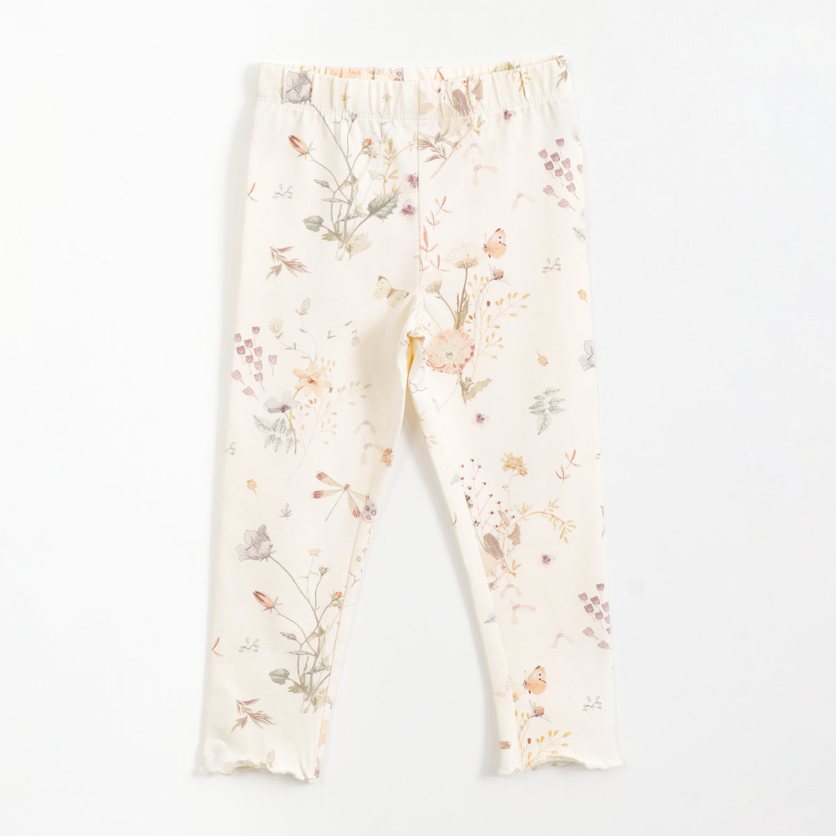 JusCubs Girls Floral Print Peplum Top with Matching Leggings Set - Offwhite