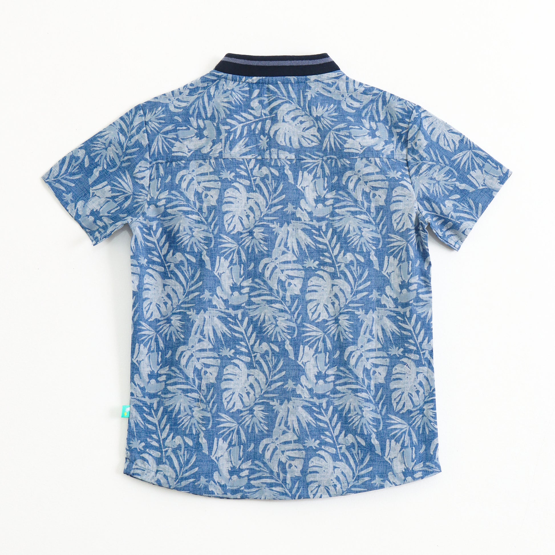 Boys Tropical Print Casual Shirt – Soft Cotton Blue Summer Outfit