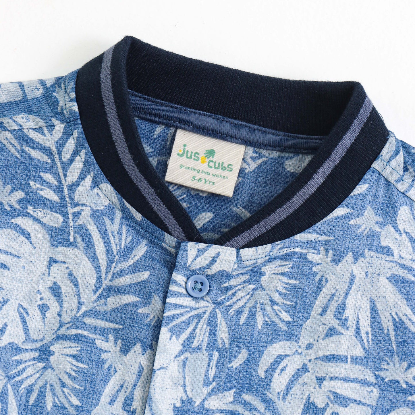 Boys Tropical Print Casual Shirt – Soft Cotton Blue Summer Outfit