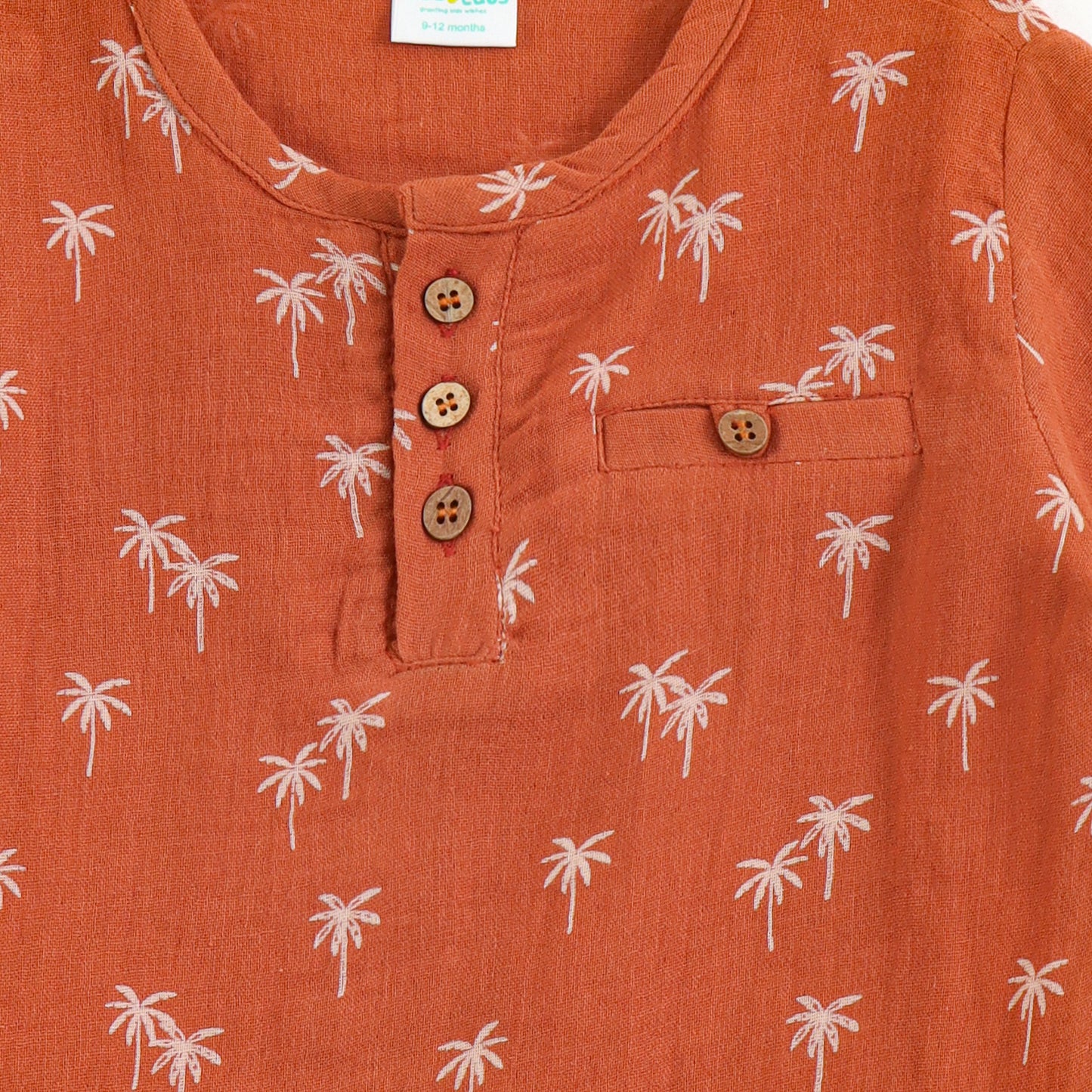 "JusCubs Boys Cotton Palm Tree Print T-Shirt & Shorts Set (Rust Orange)"