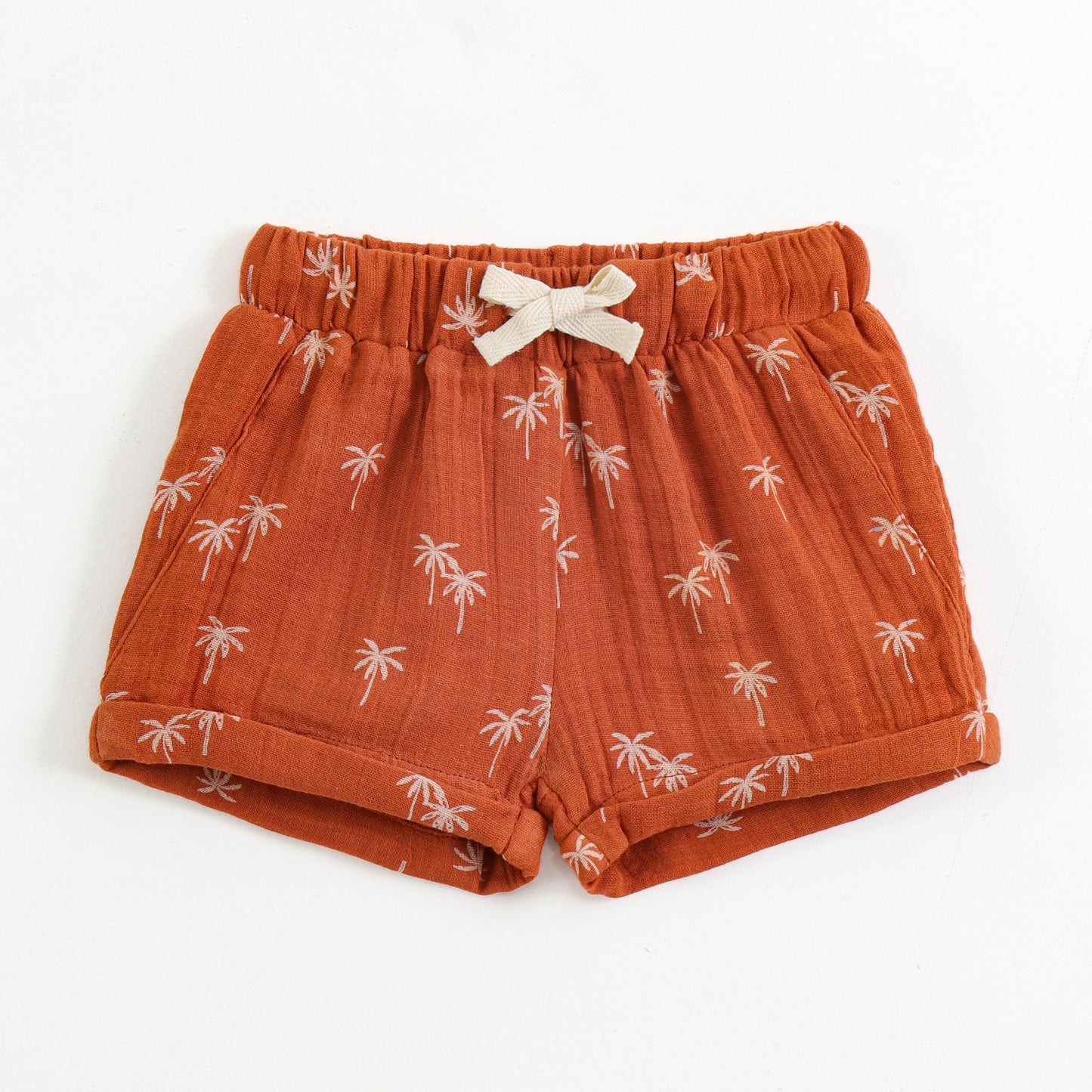 "JusCubs Boys Cotton Palm Tree Print T-Shirt & Shorts Set (Rust Orange)"