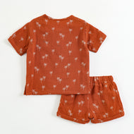 "JusCubs Boys Cotton Palm Tree Print T-Shirt & Shorts Set (Rust Orange)"