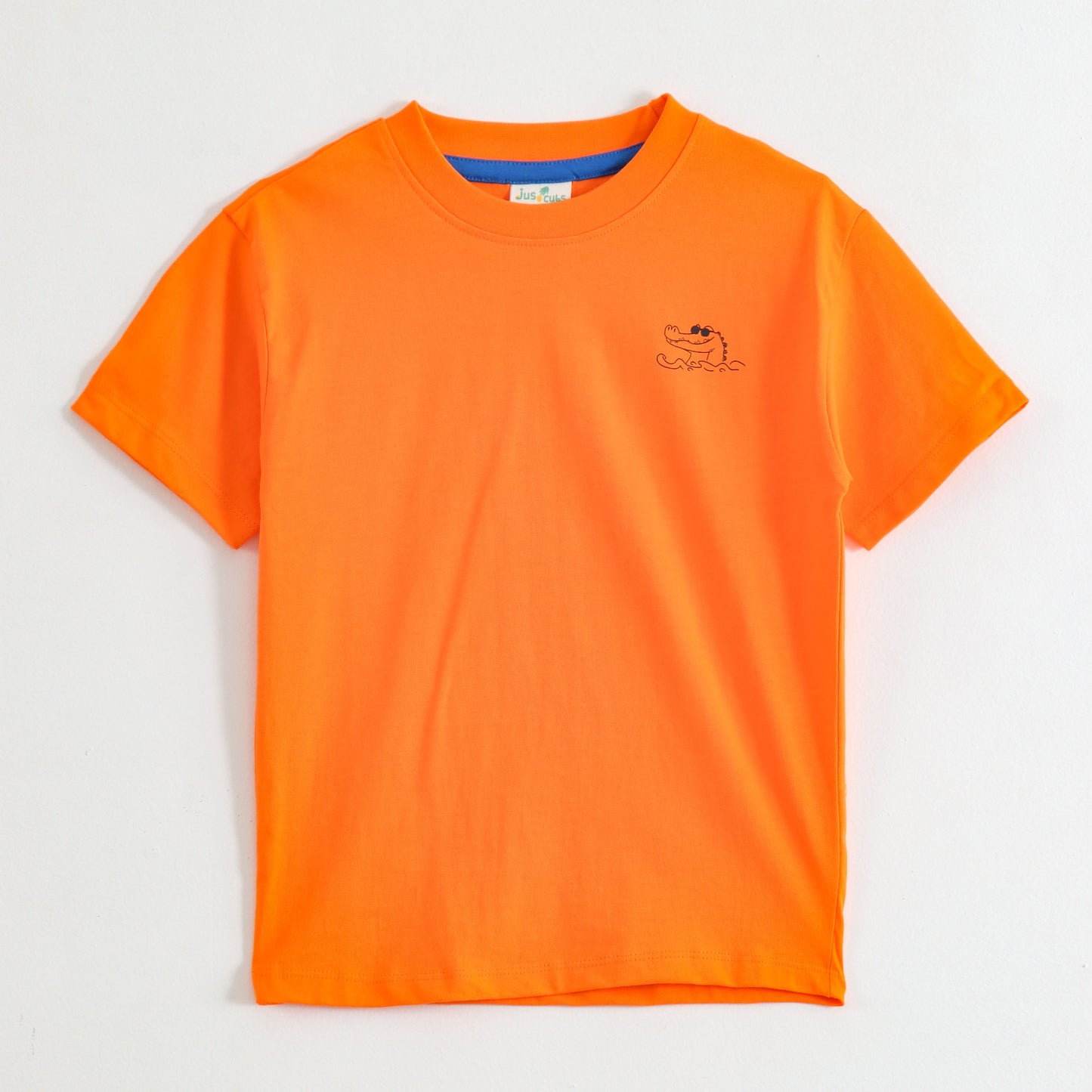 JusCubs Boys Neon Orange Back Graphic Print Cotton T-Shirt | Eat Sleep Surf Repeat Theme