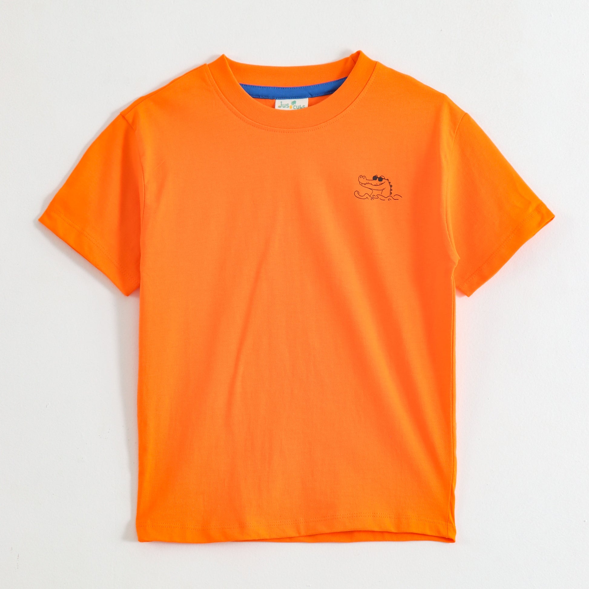 JusCubs Boys Neon Orange Back Graphic Print Cotton T-Shirt | Eat Sleep Surf Repeat Theme
